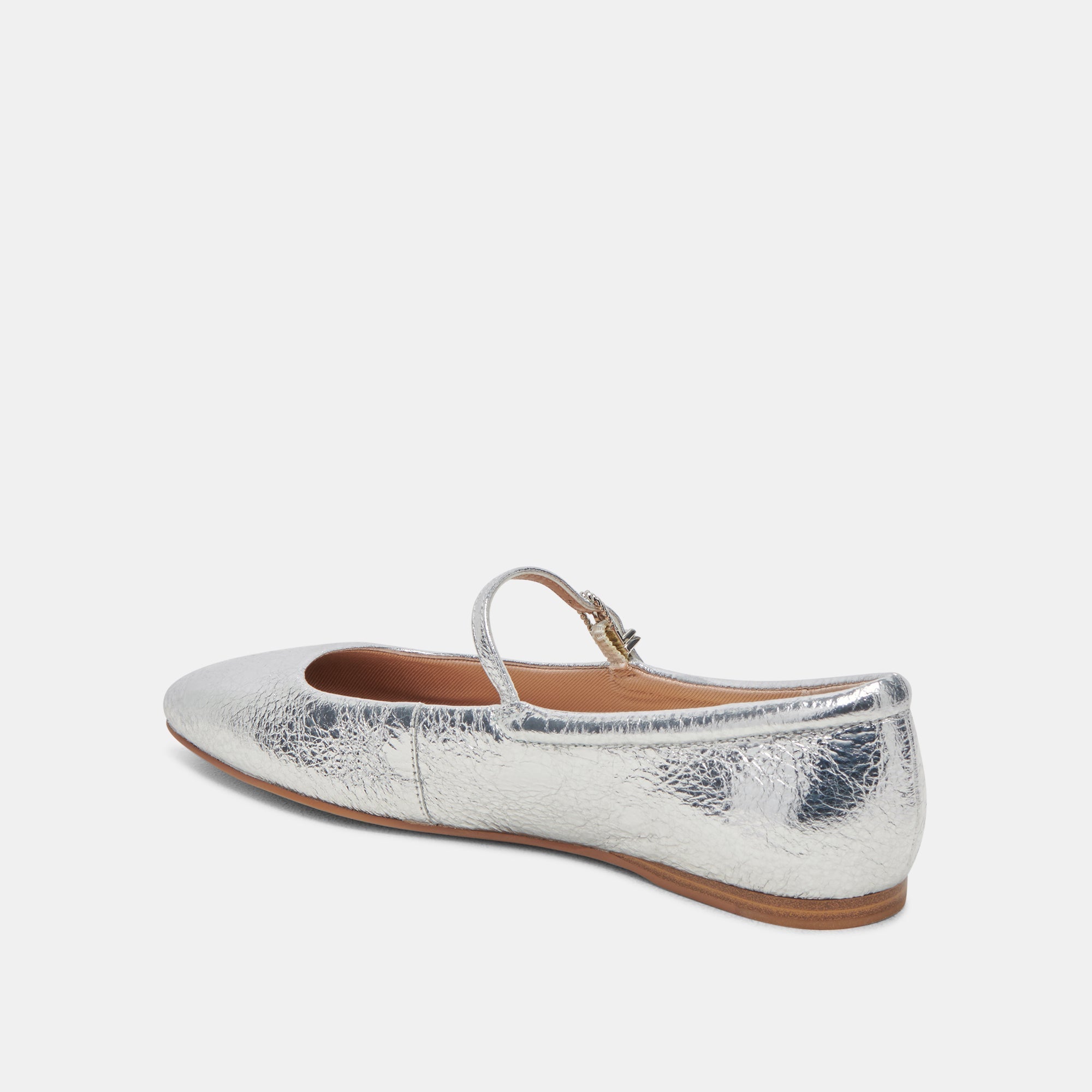 REYES BALLET FLATS SILVER DISTRESSED LEATHER - re:vita