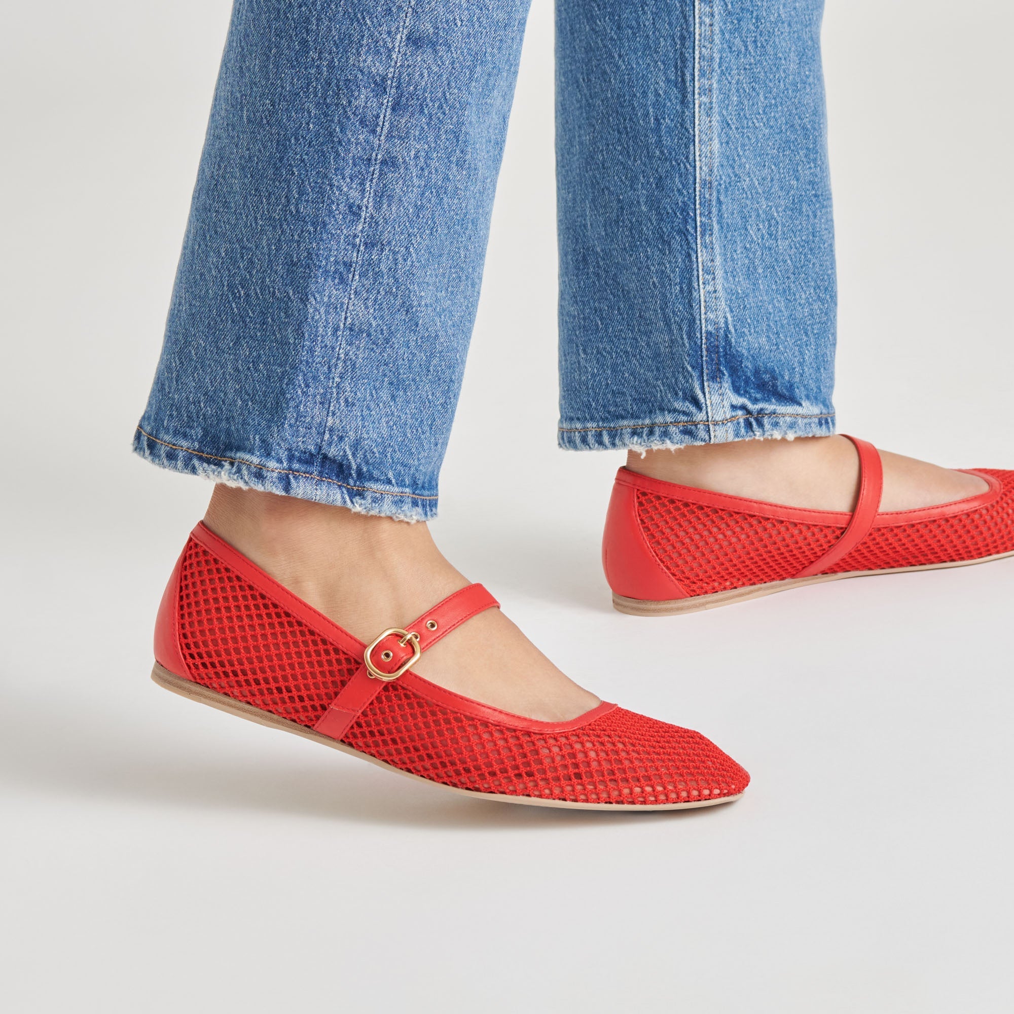 RODNI MESH BALLET FLATS CHILI WOVEN MESH