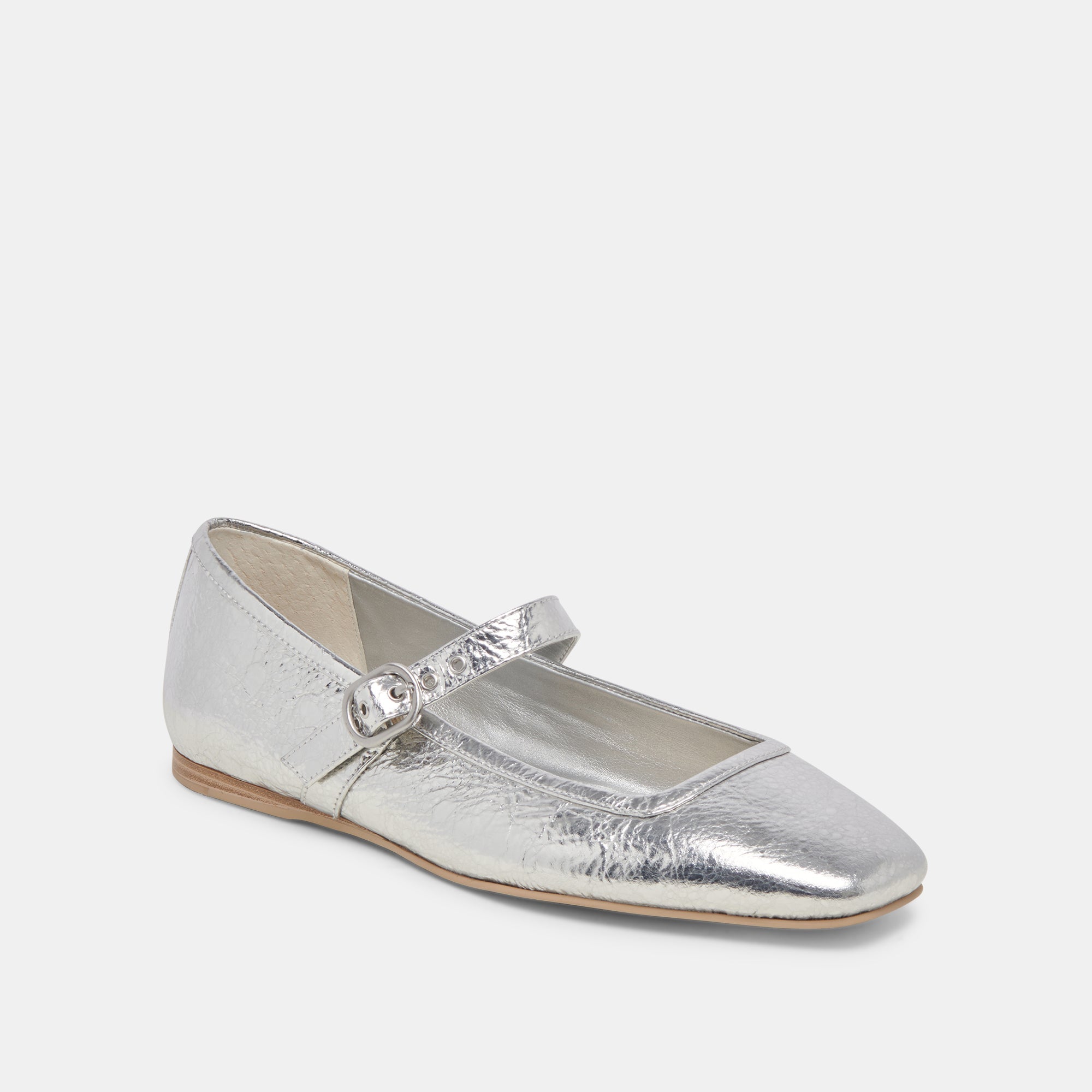 RODNI BALLET FLATS SILVER DISTRESSED LEATHER - re:vita