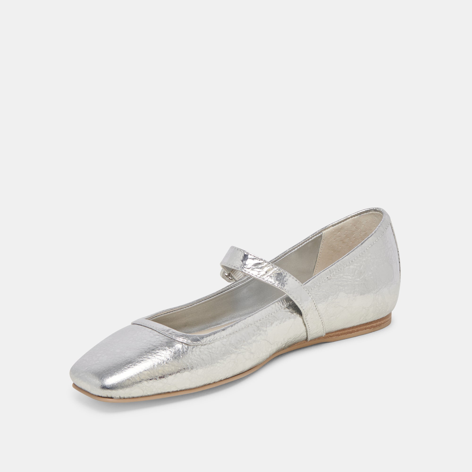 RODNI BALLET FLATS SILVER DISTRESSED LEATHER - re:vita