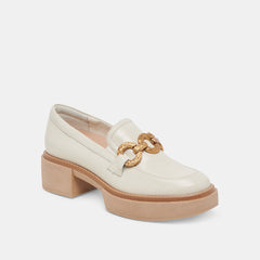 SHEENA LOAFERS IVORY CRINKLE PATENT - re:vita