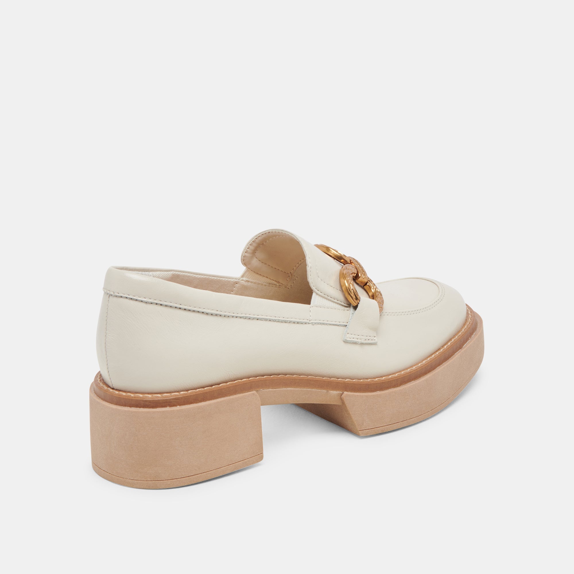 SHEENA LOAFERS IVORY CRINKLE PATENT - re:vita