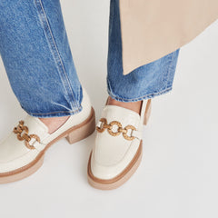 SHEENA LOAFERS IVORY CRINKLE PATENT - re:vita