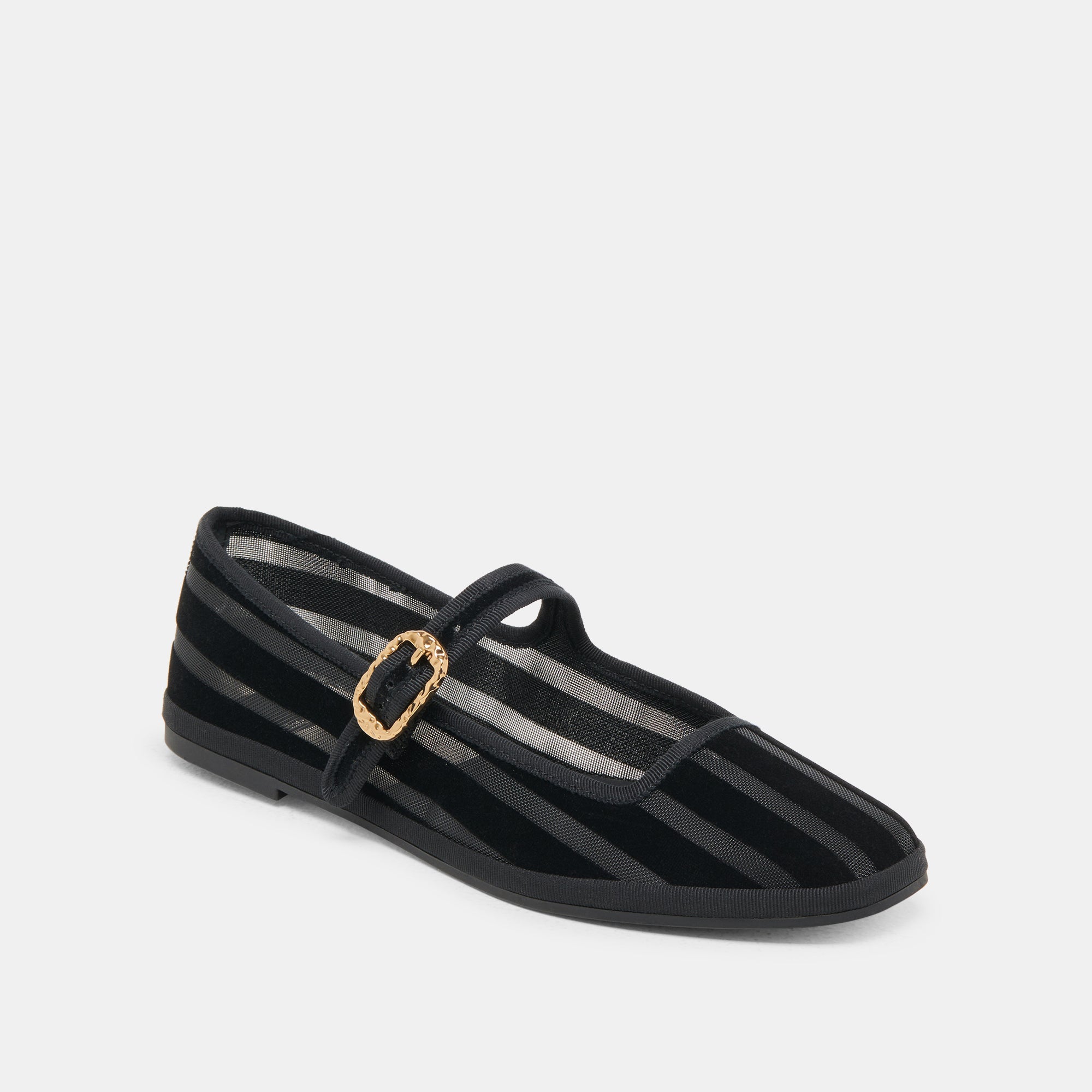 TAMEKA BALLET FLATS BLACK STRIPE MESH