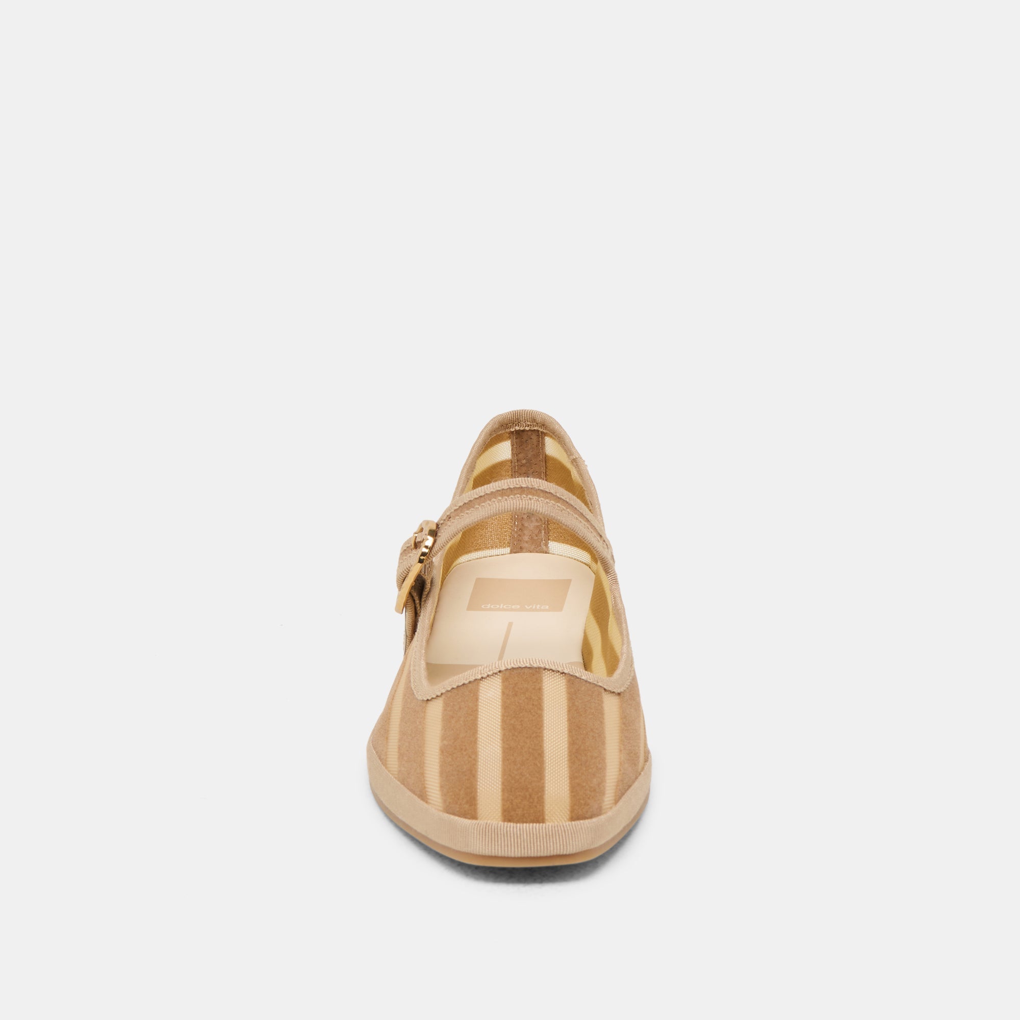 TAMEKA BALLET FLATS TAN STRIPE MESH
