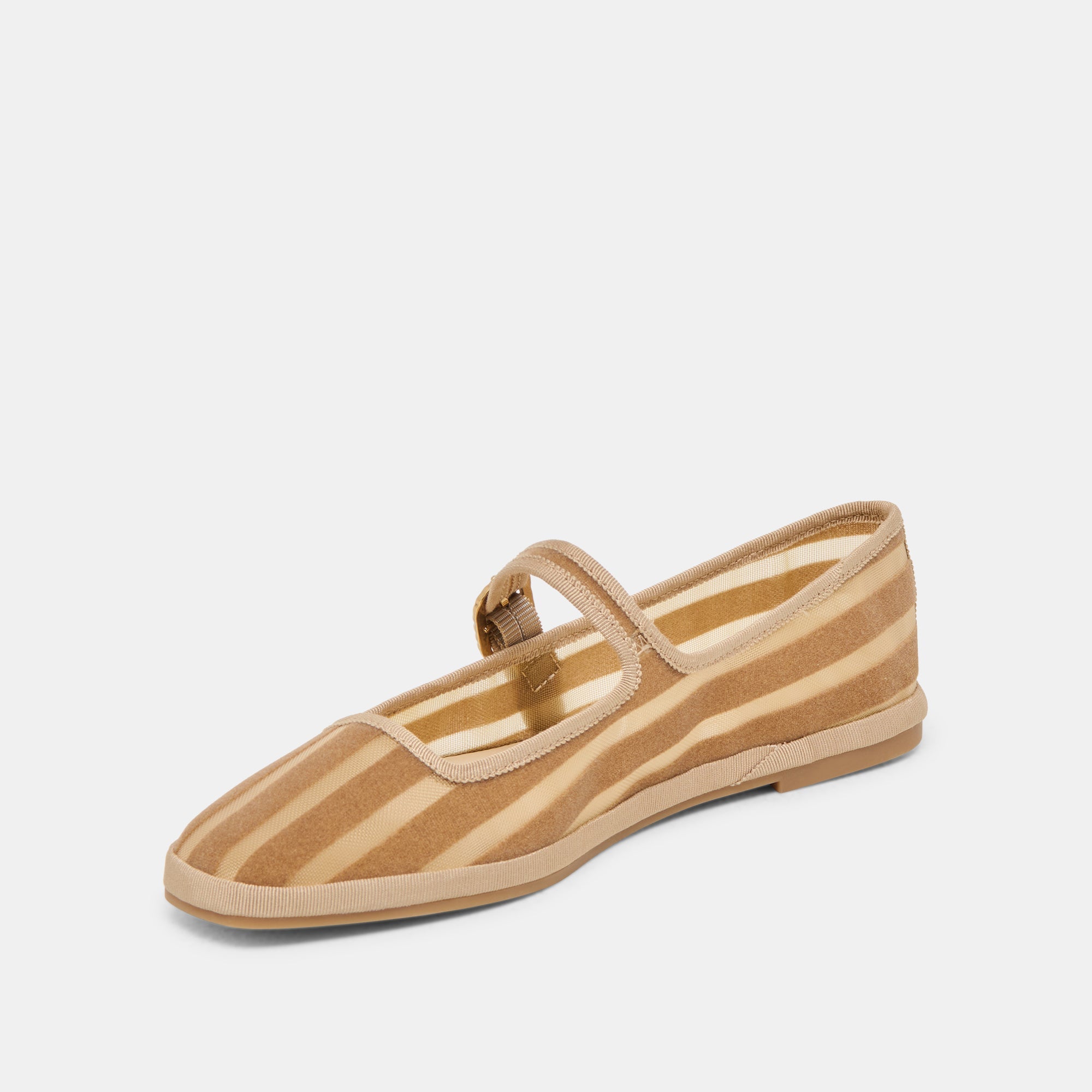 TAMEKA BALLET FLATS TAN STRIPE MESH