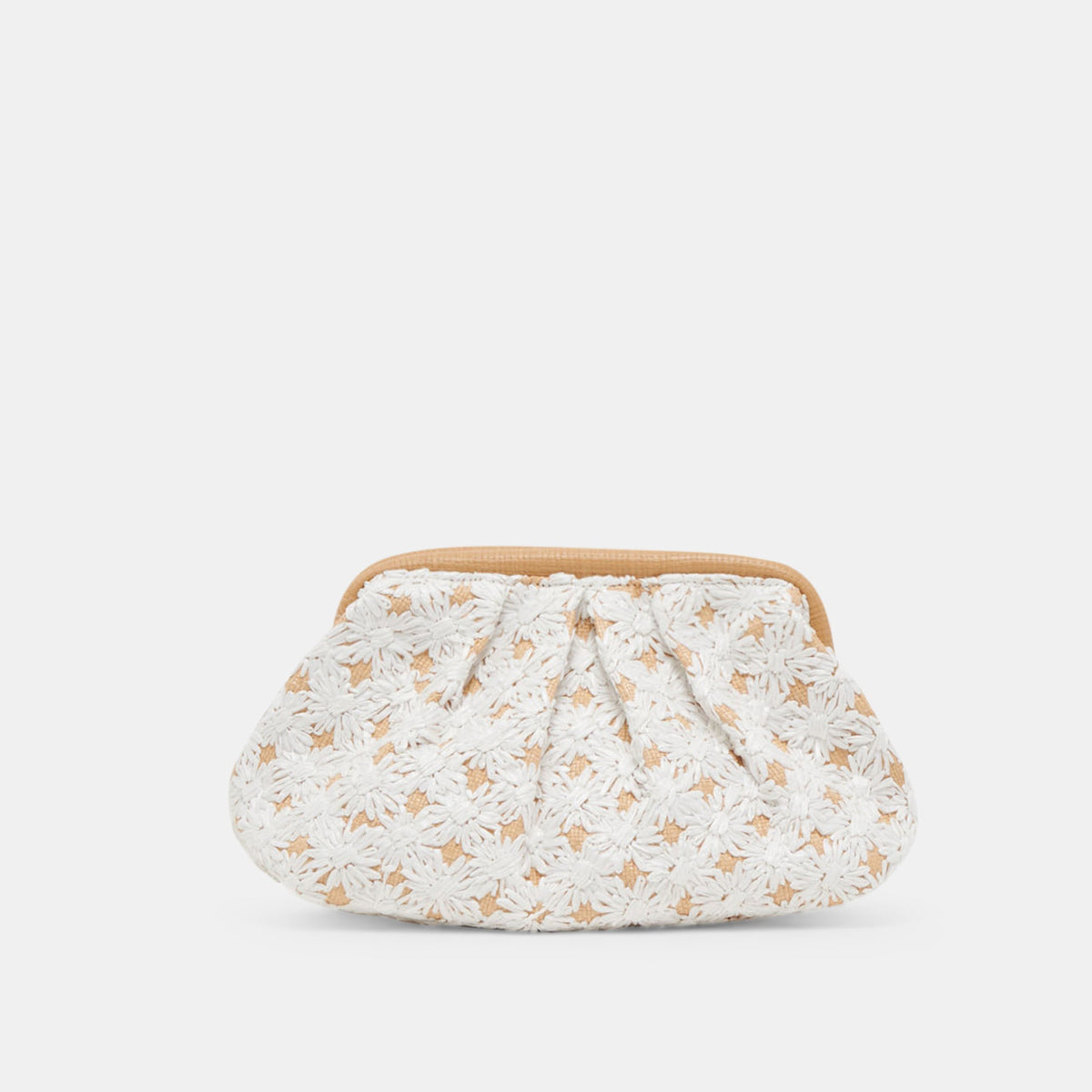 FIORE CLUTCH EMBROIDERED NATURAL RAFFIA