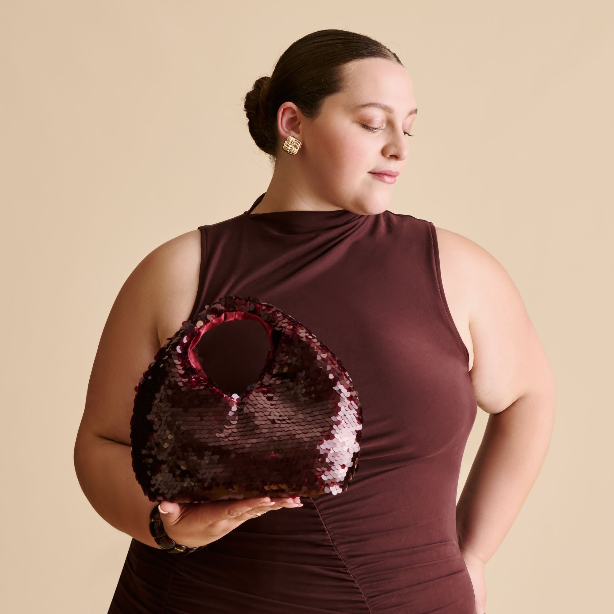 DAHLIA SEQUIN HANDBAG BURGUNDY SEQUIN