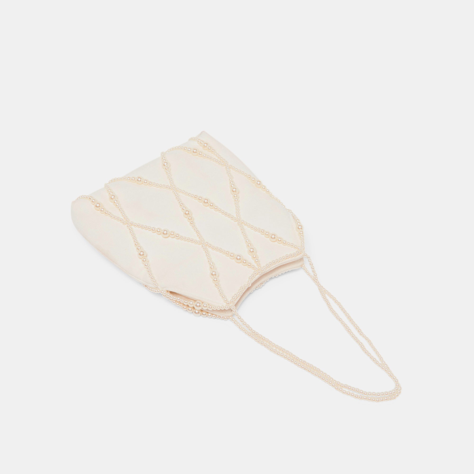SERILDA PEARL HANDBAG IVORY SATIN