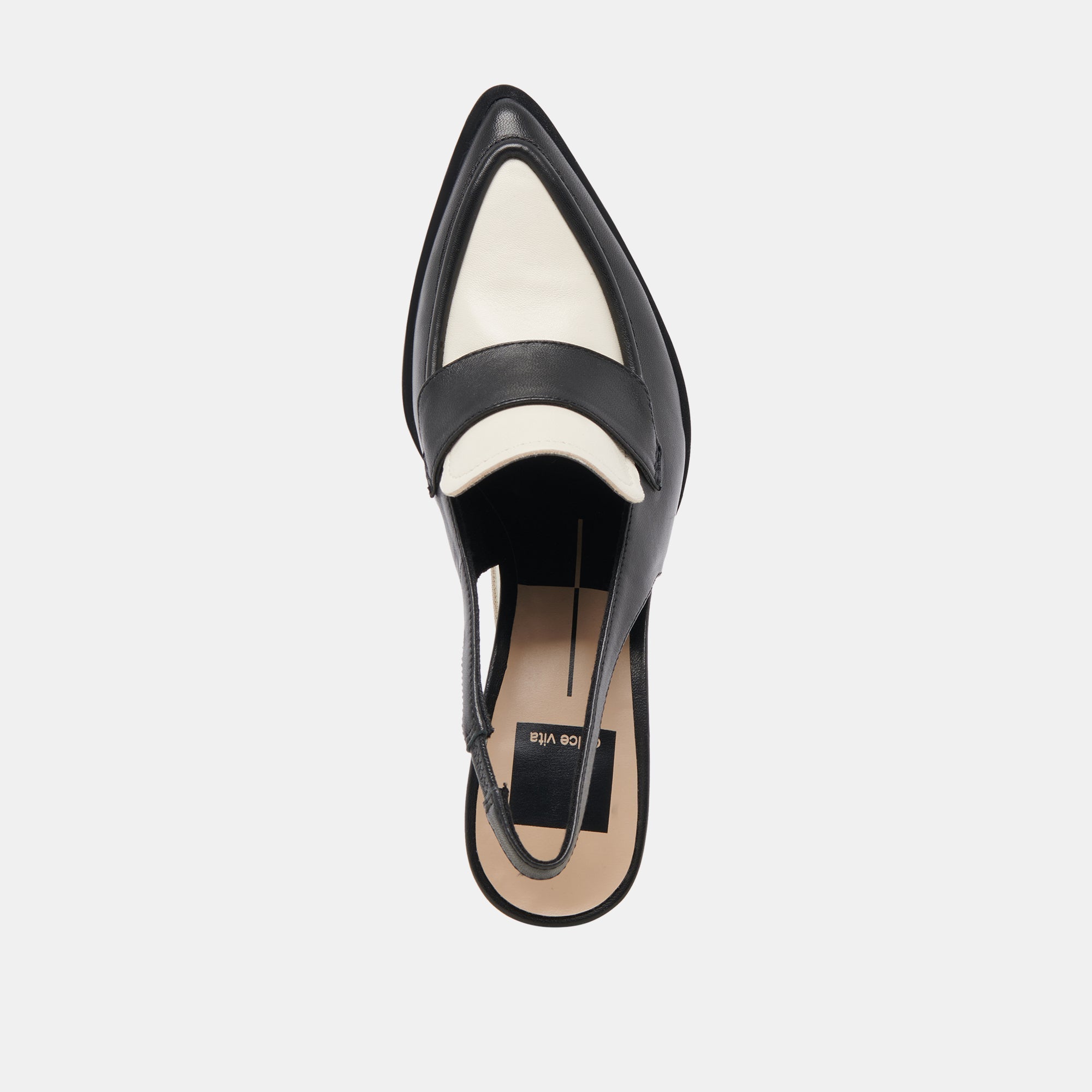 ADELE HEELS BLACK WHITE LEATHER - re:vita