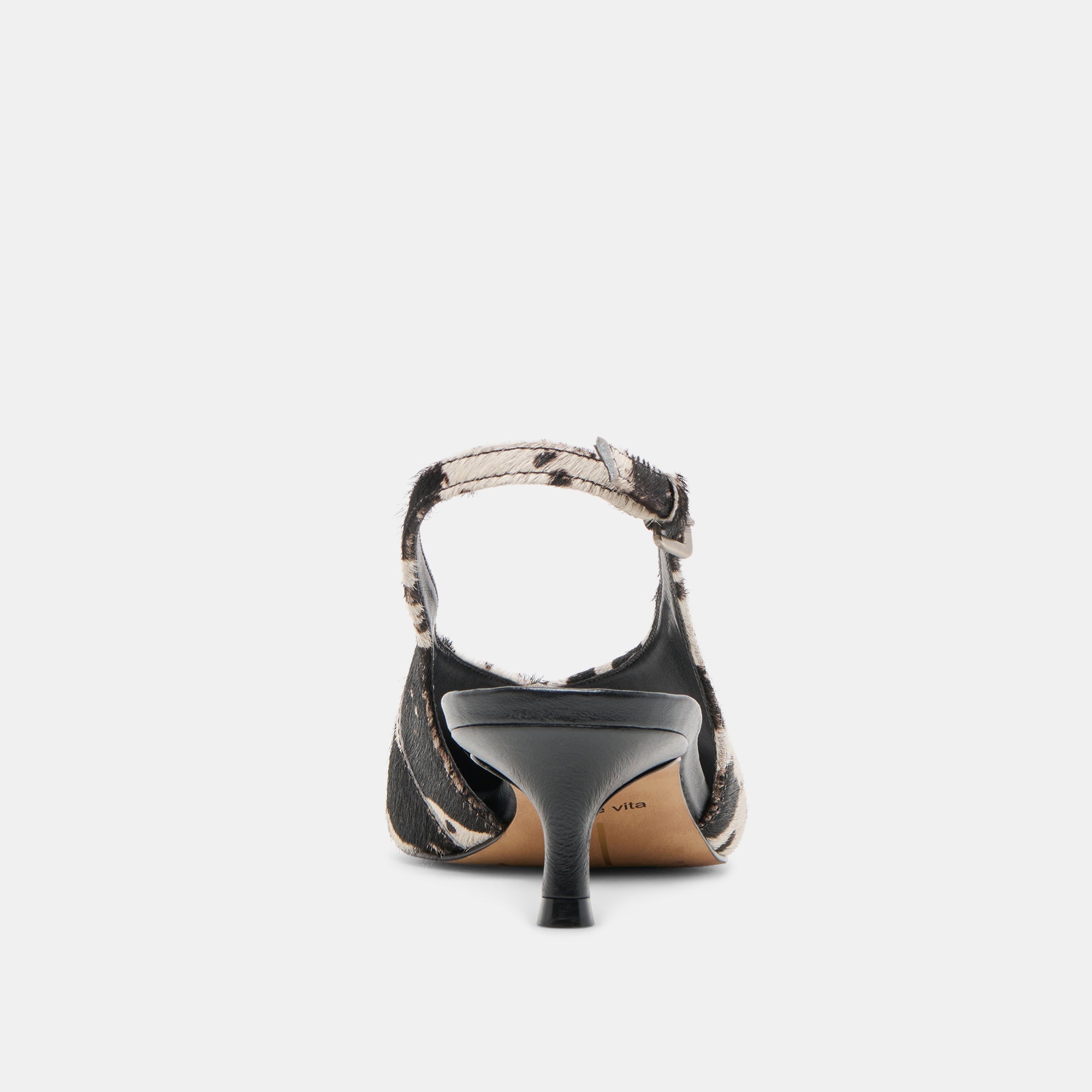 ALENNA HEELS BLACK WHITE TAURUS CALF HAIR