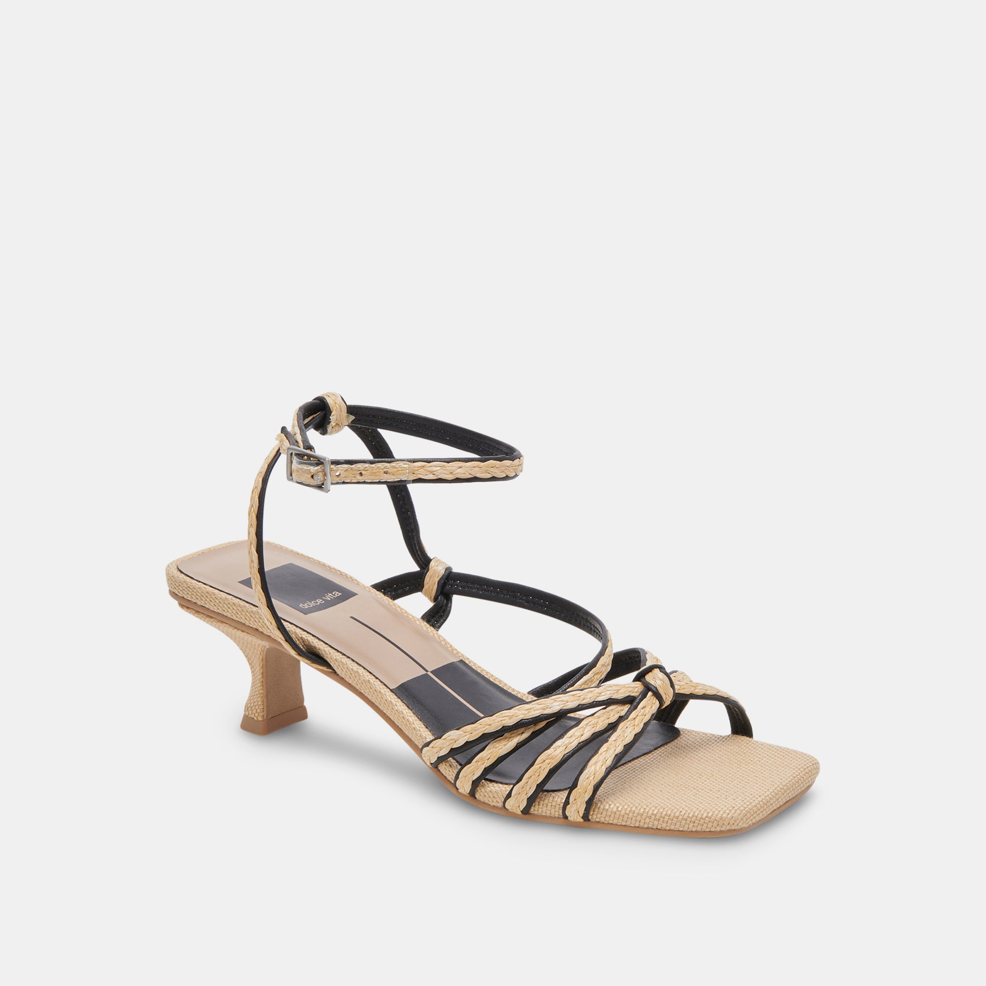 BEV BRAID WIDE HEELS BLACK NATURAL JUTE - re:vita