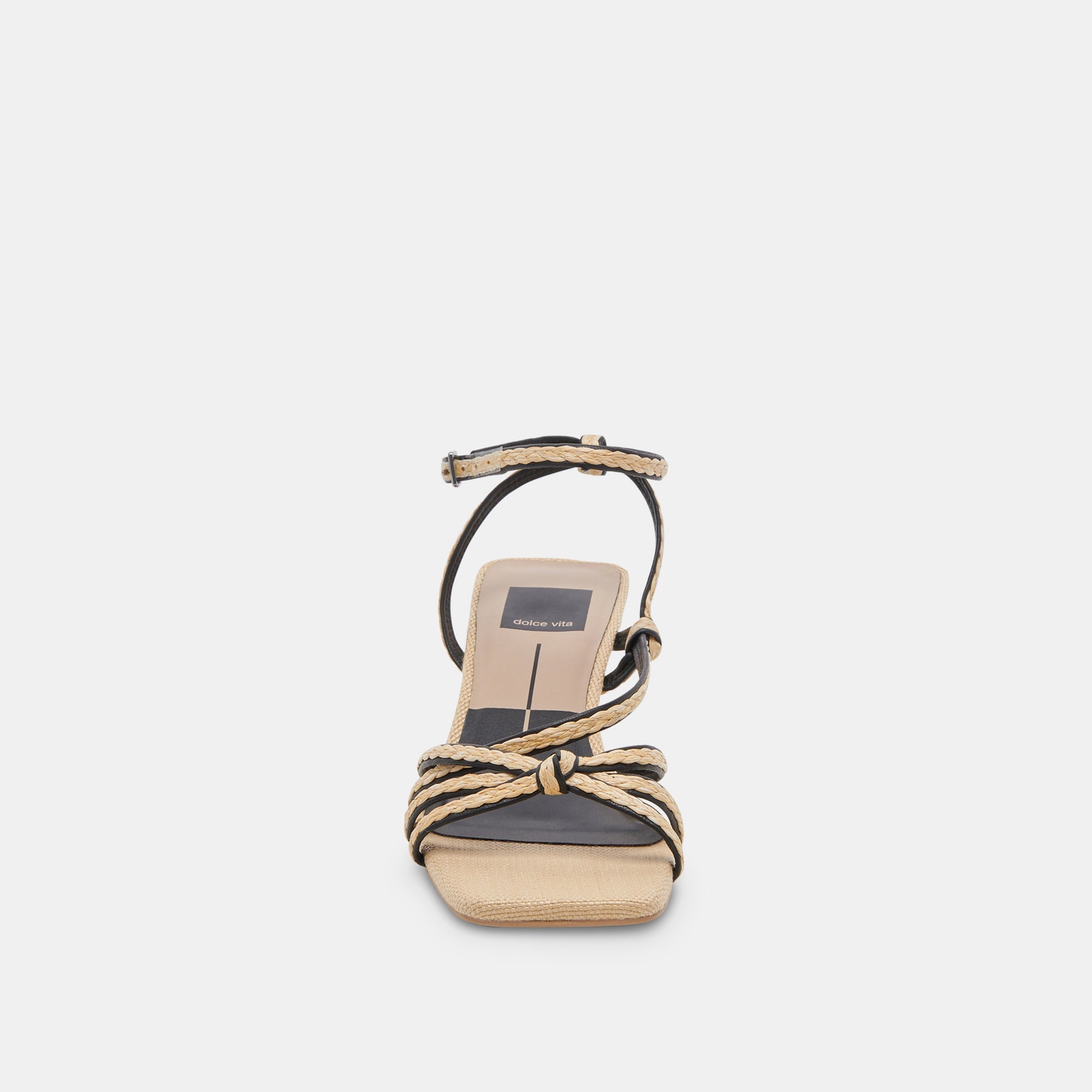 BEV BRAID WIDE HEELS BLACK NATURAL JUTE - re:vita