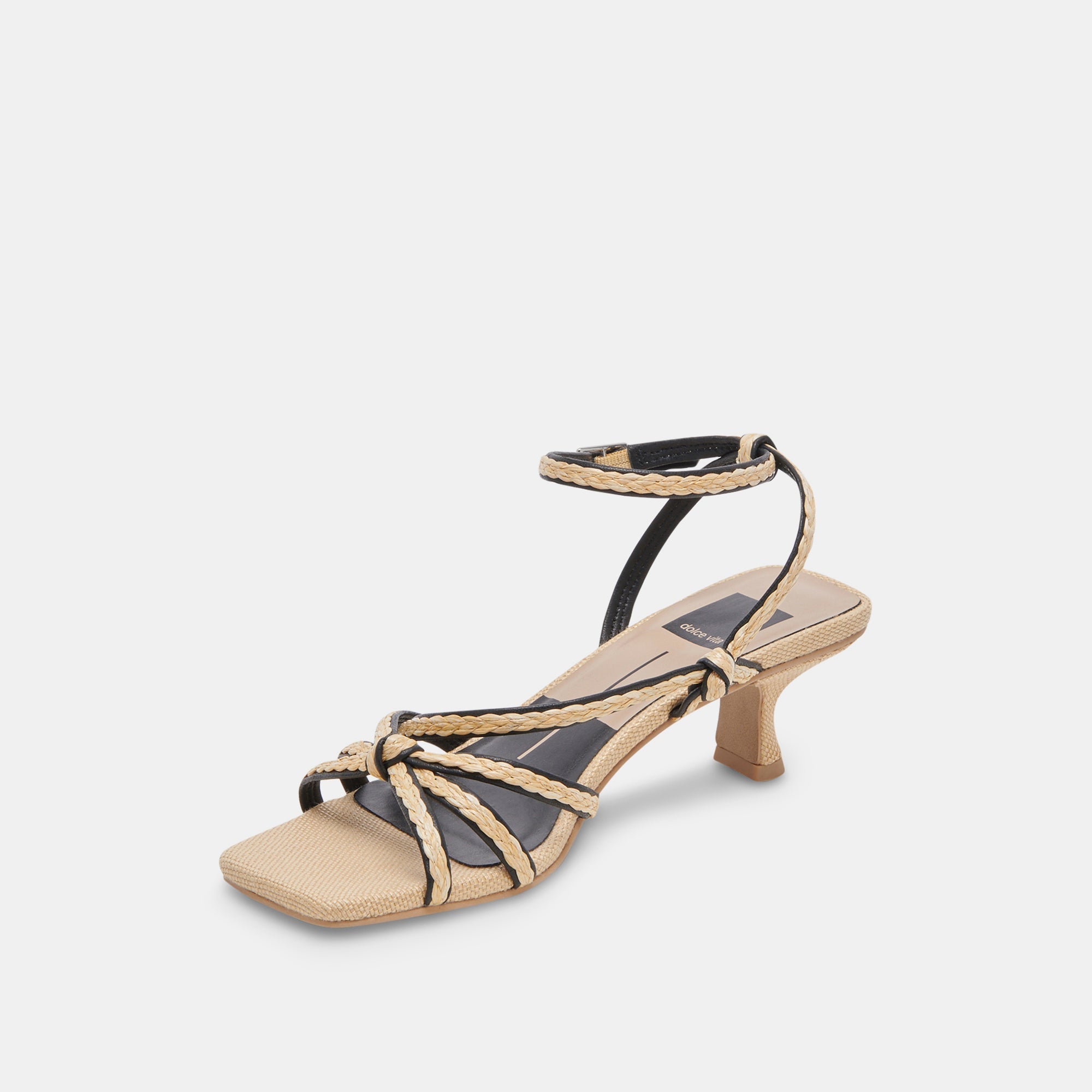 BEV BRAID WIDE HEELS BLACK NATURAL JUTE - re:vita