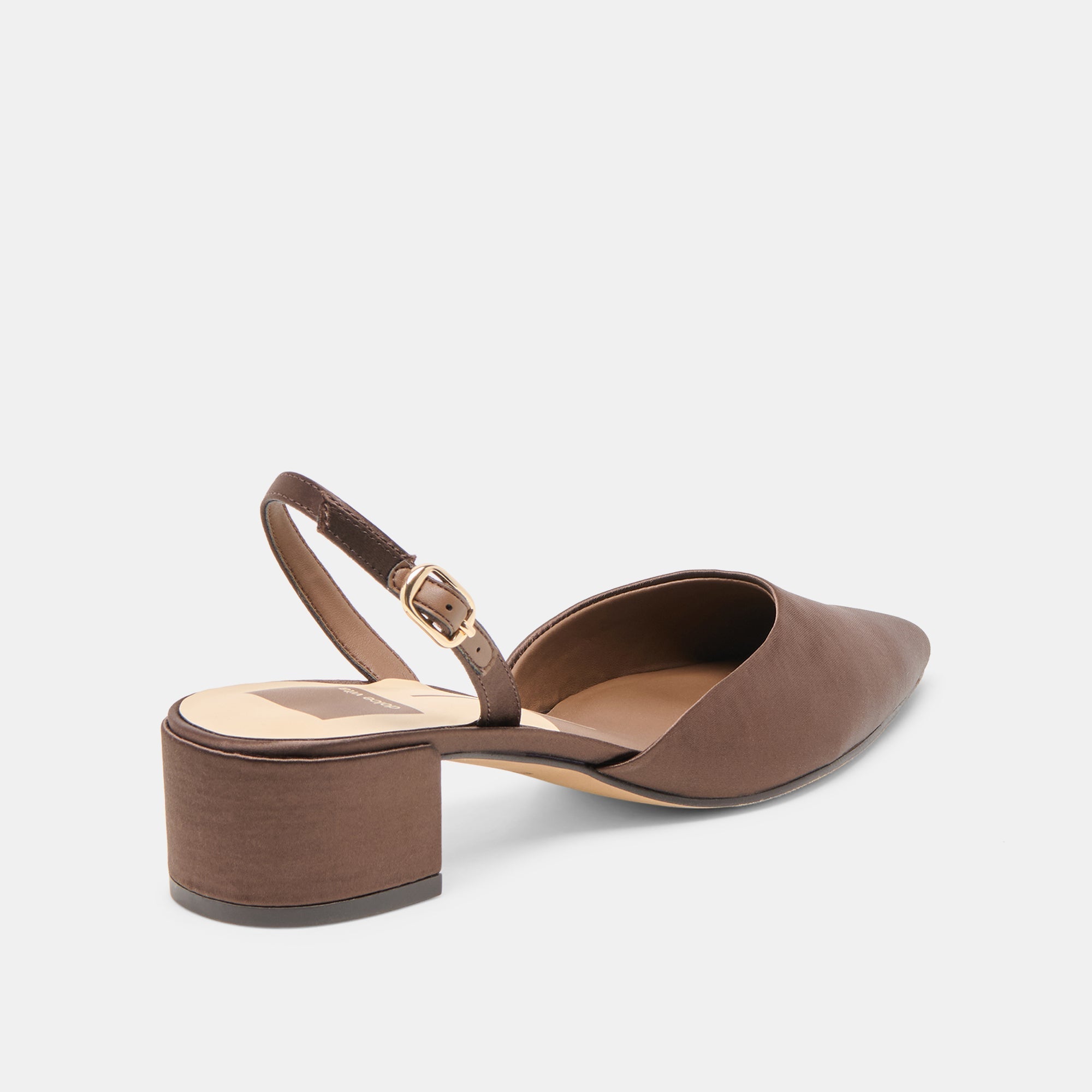 CAREL HEELS DK BROWN SATIN