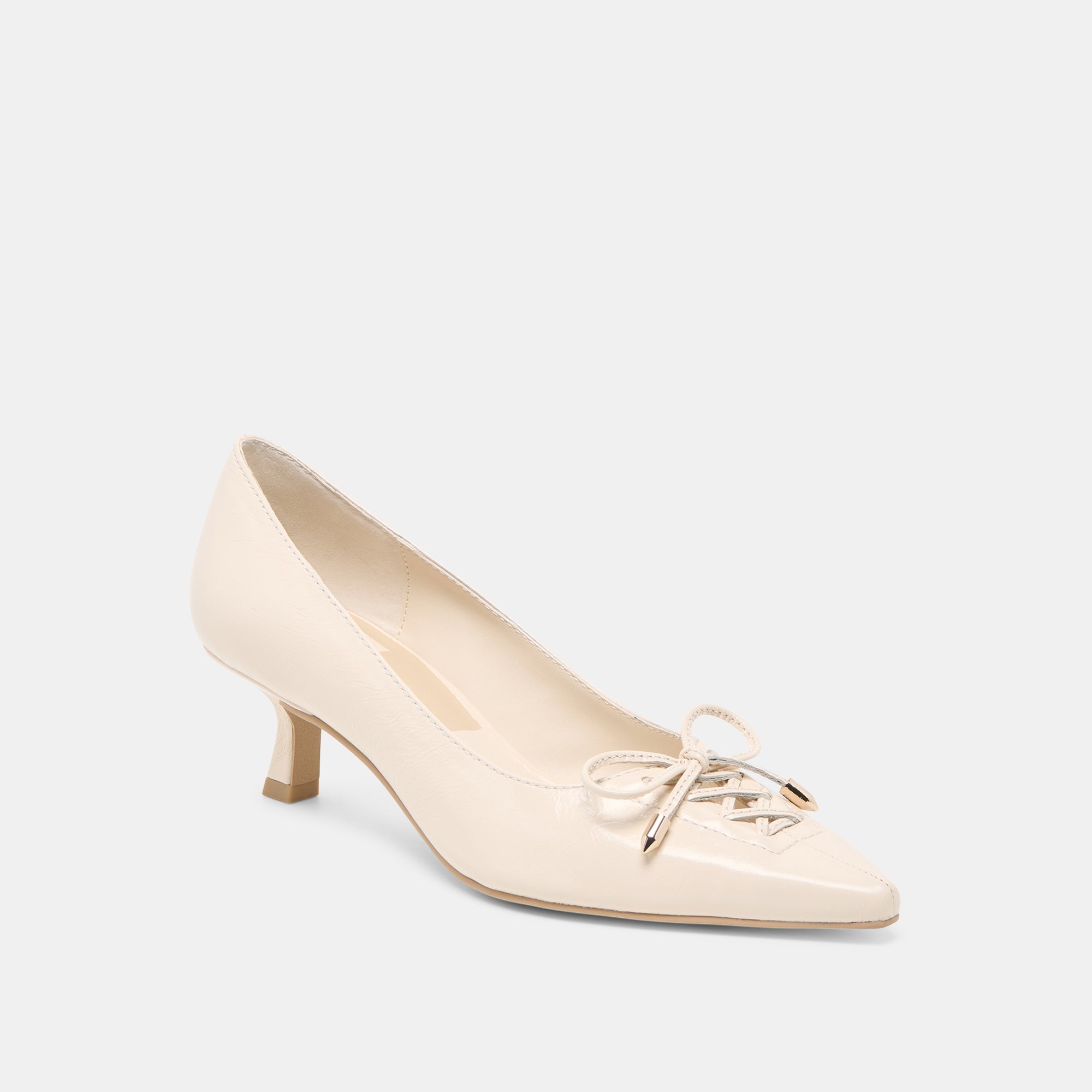 CLARIE HEELS BONE CRINKLE PATENT LEATHER