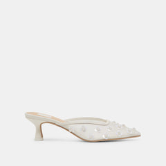 CLARA PEARL HEELS TRUE WHITE DAISY MESH