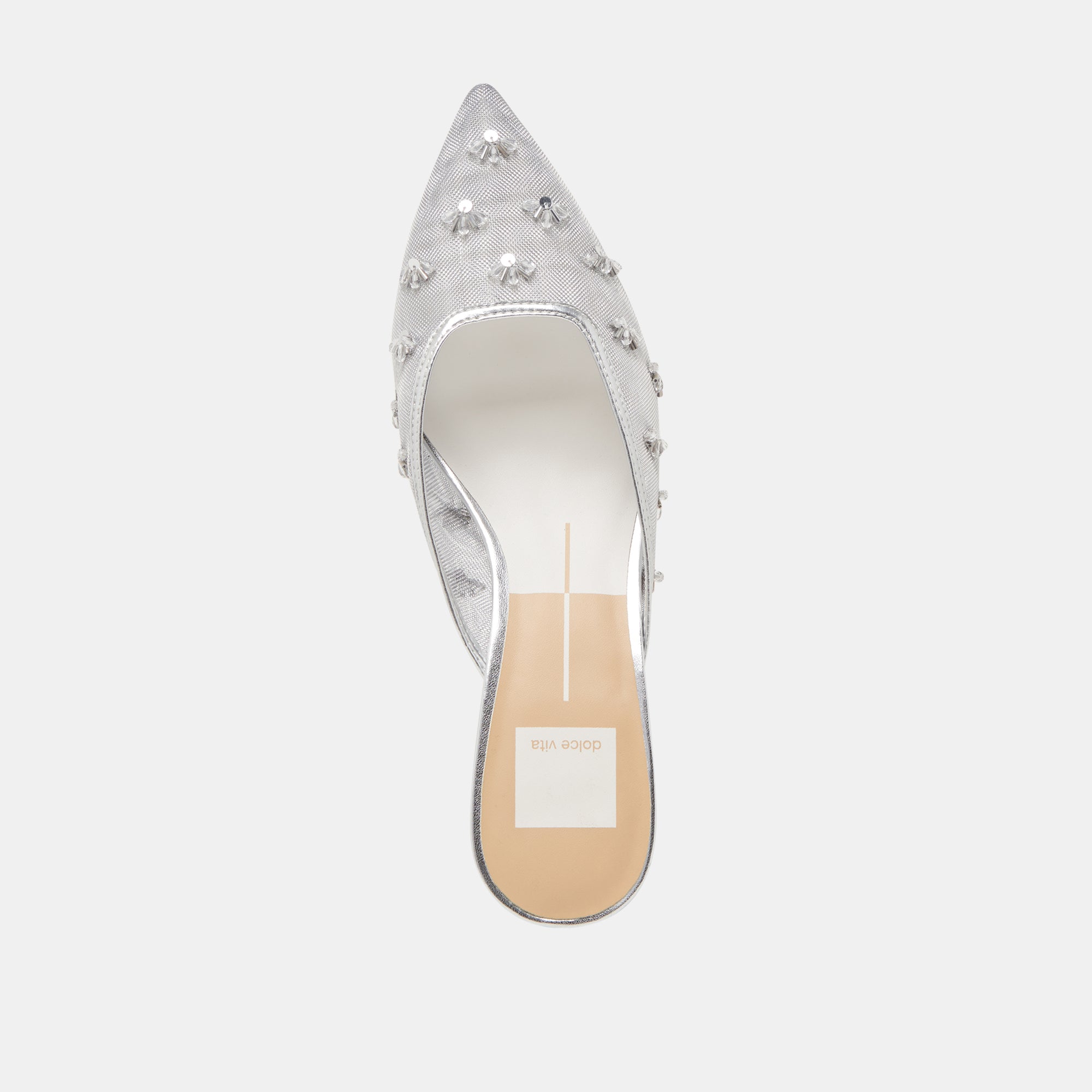 CLARA WIDE HEELS SILVER MESH