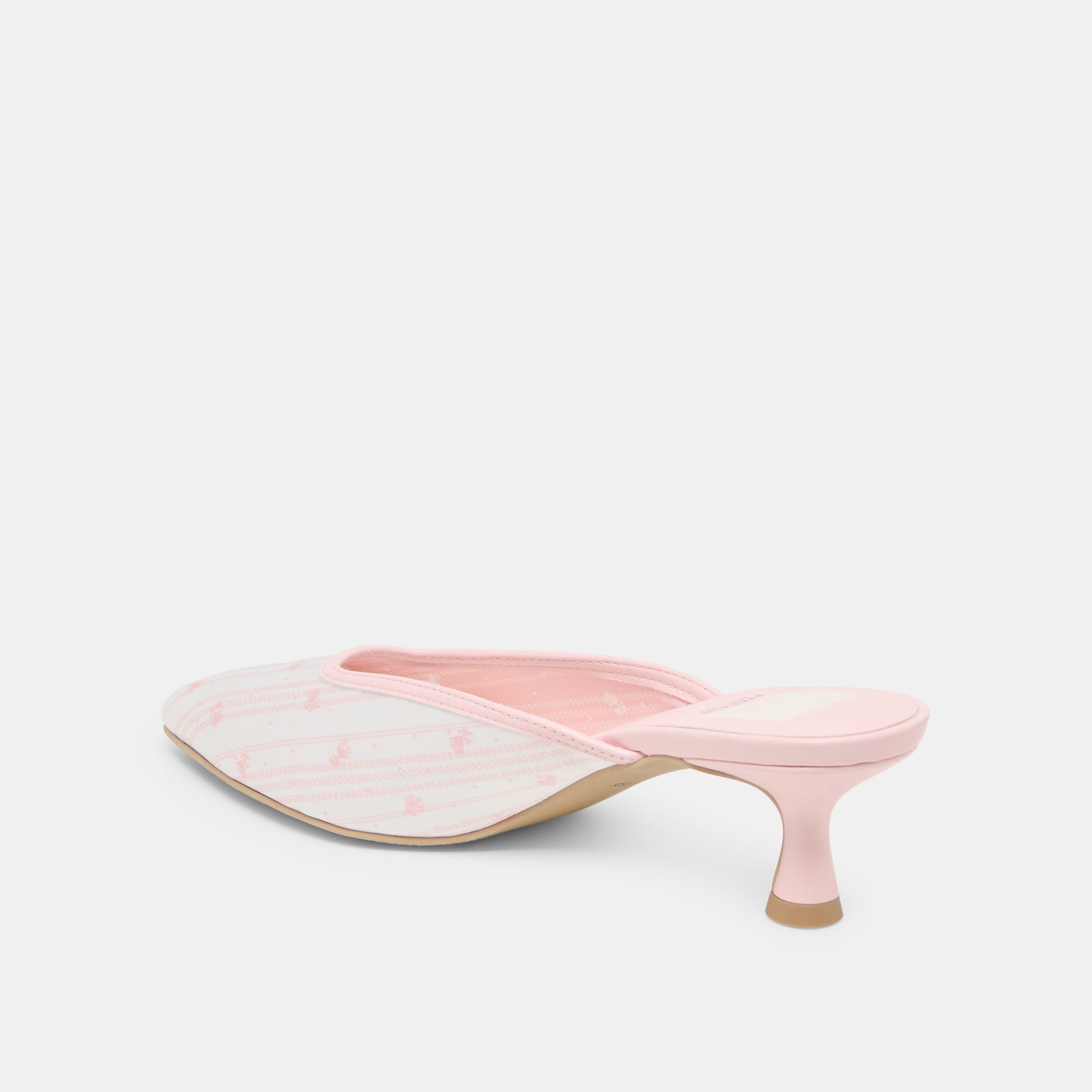 CLEO X BYRDIE GOLF HEELS PINK FLORAL SATIN