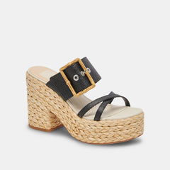 EDWINA HEELS ONYX RAFFIA - re:vita