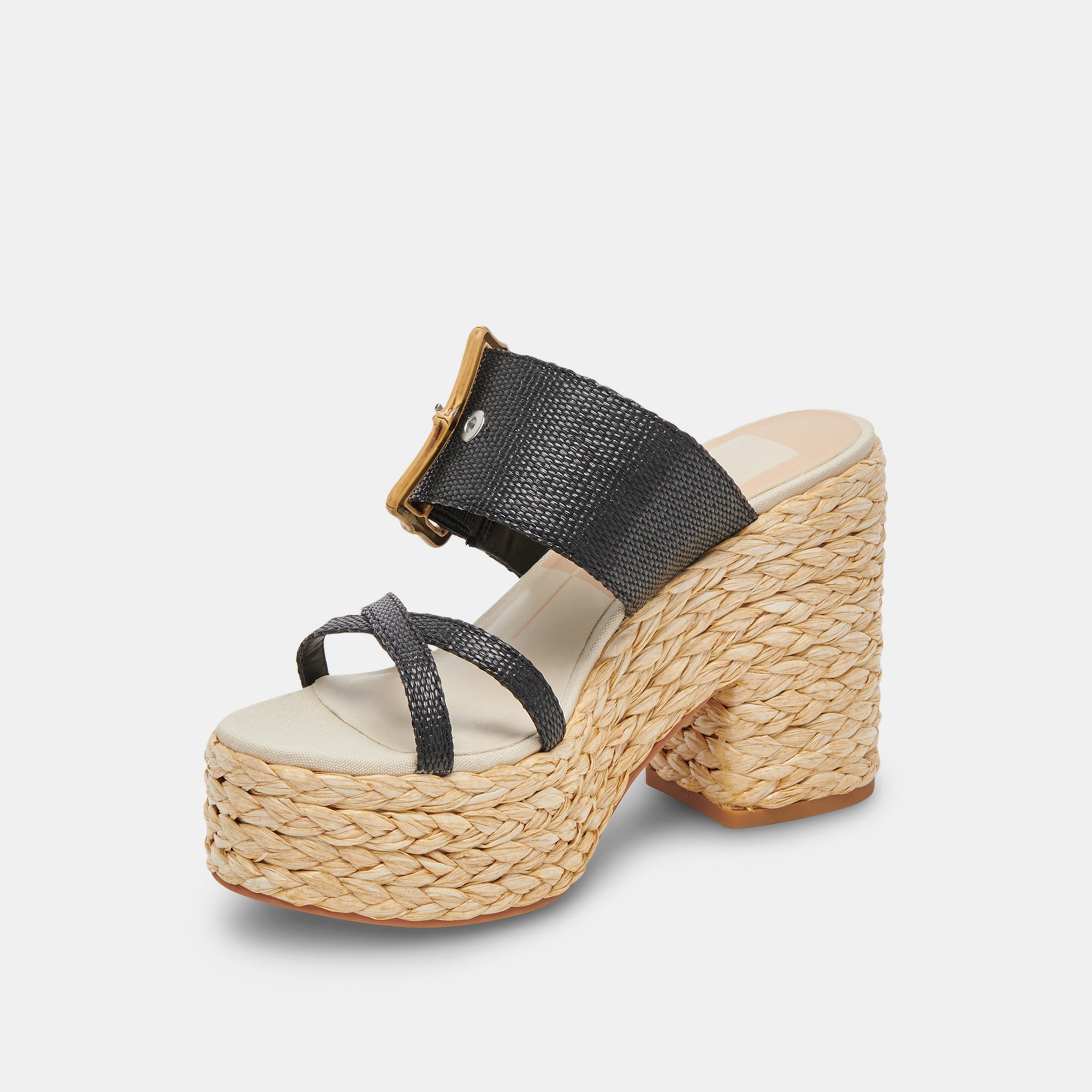EDWINA HEELS ONYX RAFFIA - re:vita