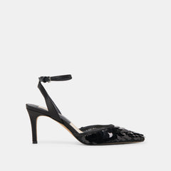 ELIZZA CONFETTI HEELS ONYX WOVEN MESH