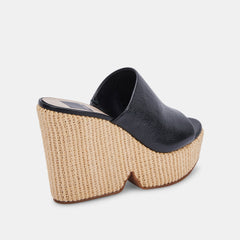 GILMA WEDGES BLACK LEATHER - re:vita