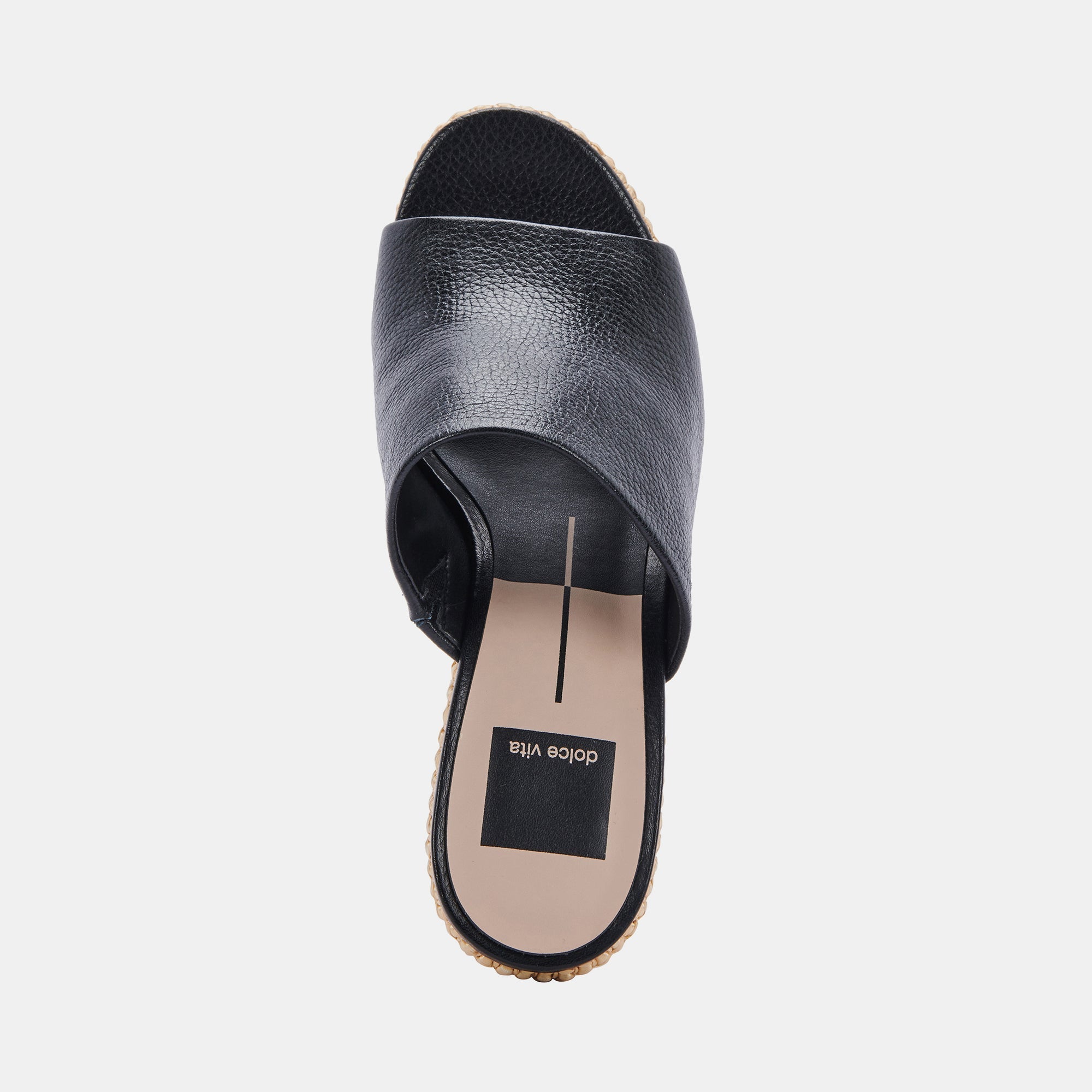 GILMA WEDGES BLACK LEATHER - re:vita