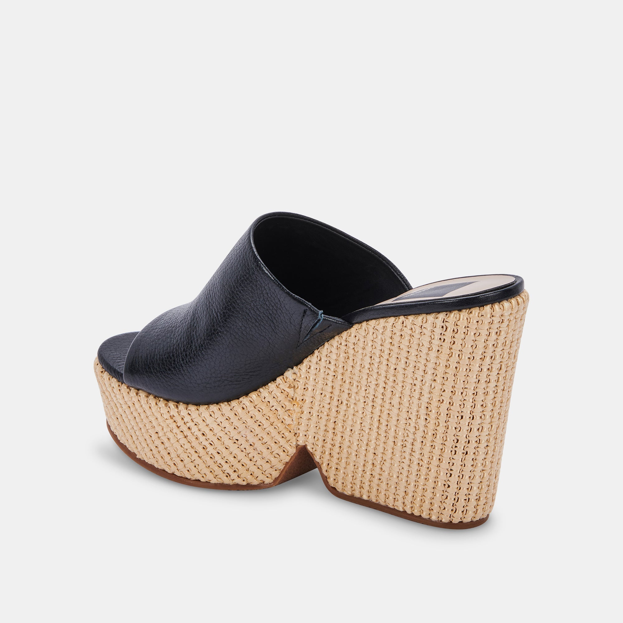 GILMA WEDGES BLACK LEATHER - re:vita