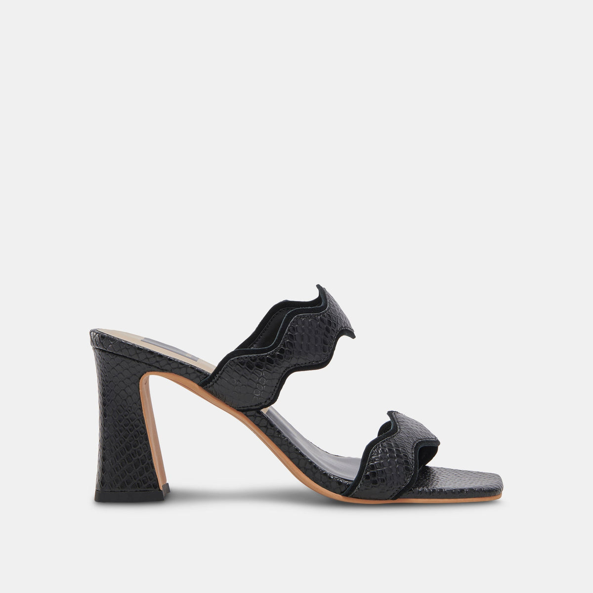 ILVA WIDE HEELS ONYX EMBOSSED LEATHER - re:vita