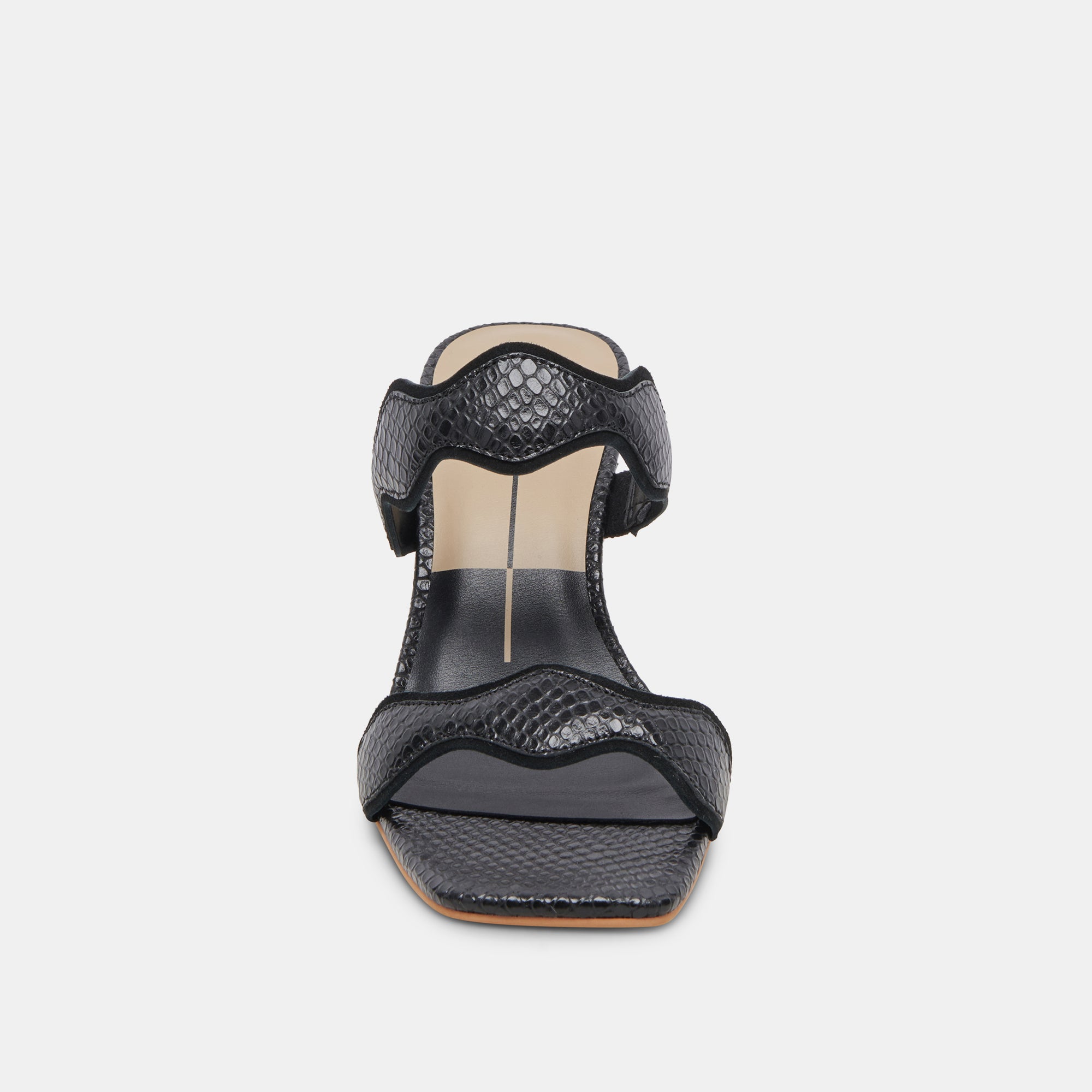 ILVA WIDE HEELS ONYX EMBOSSED LEATHER - re:vita