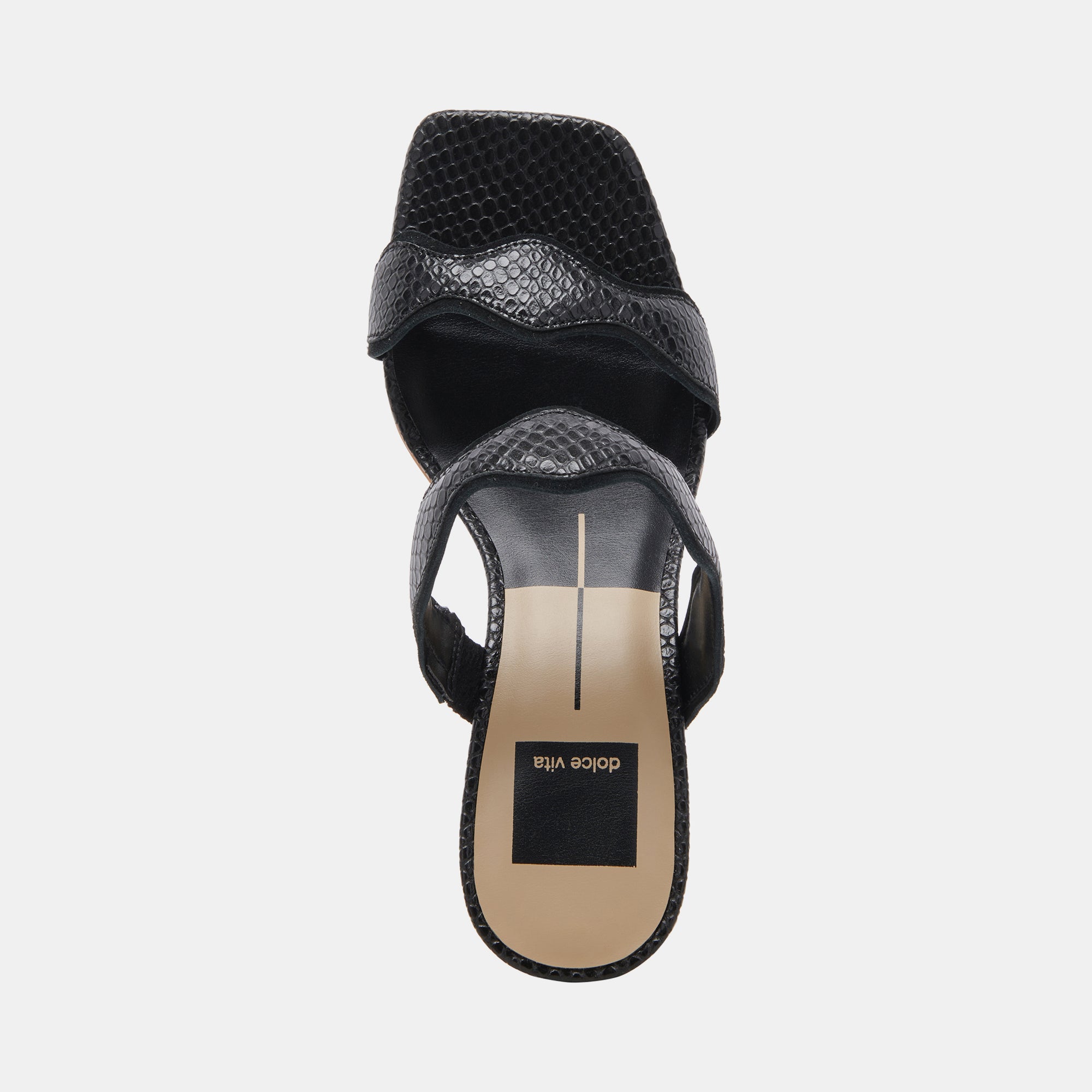 ILVA WIDE HEELS ONYX EMBOSSED LEATHER - re:vita