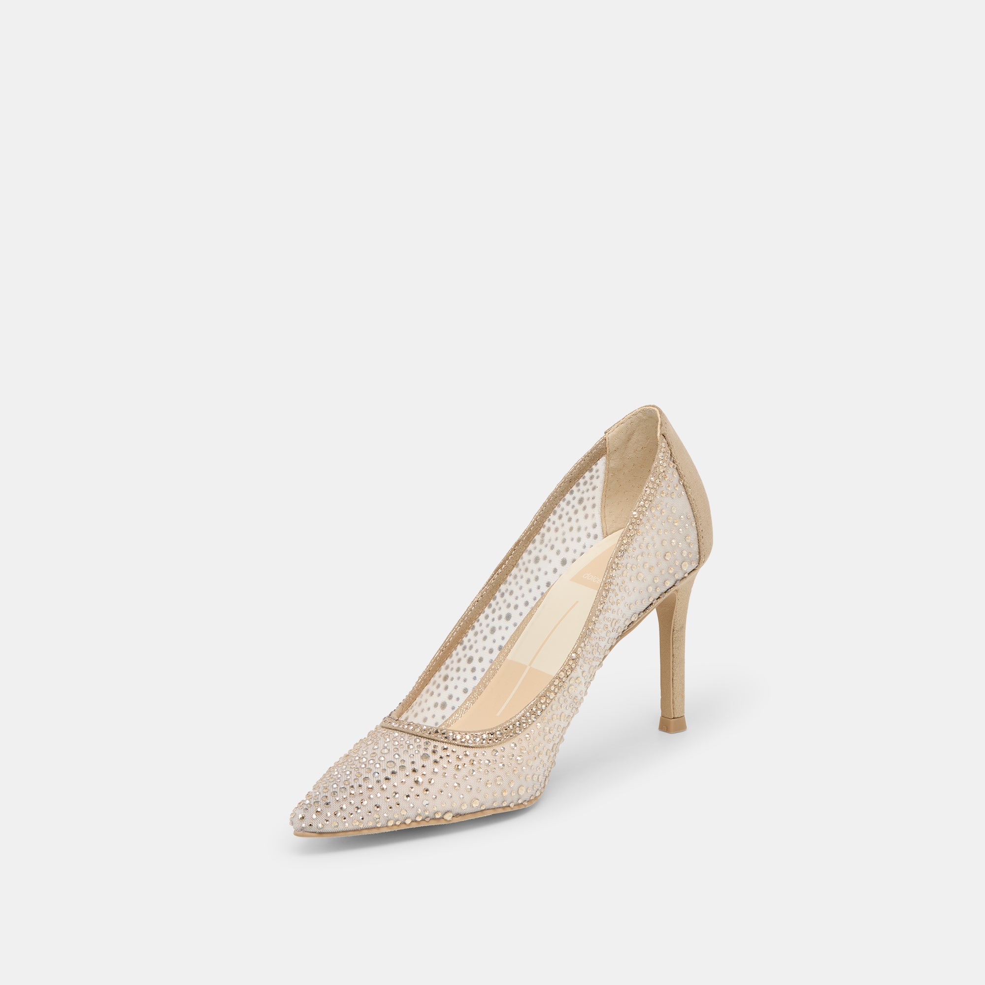 KASHE CRYSTAL HEELS LT GOLD MESH