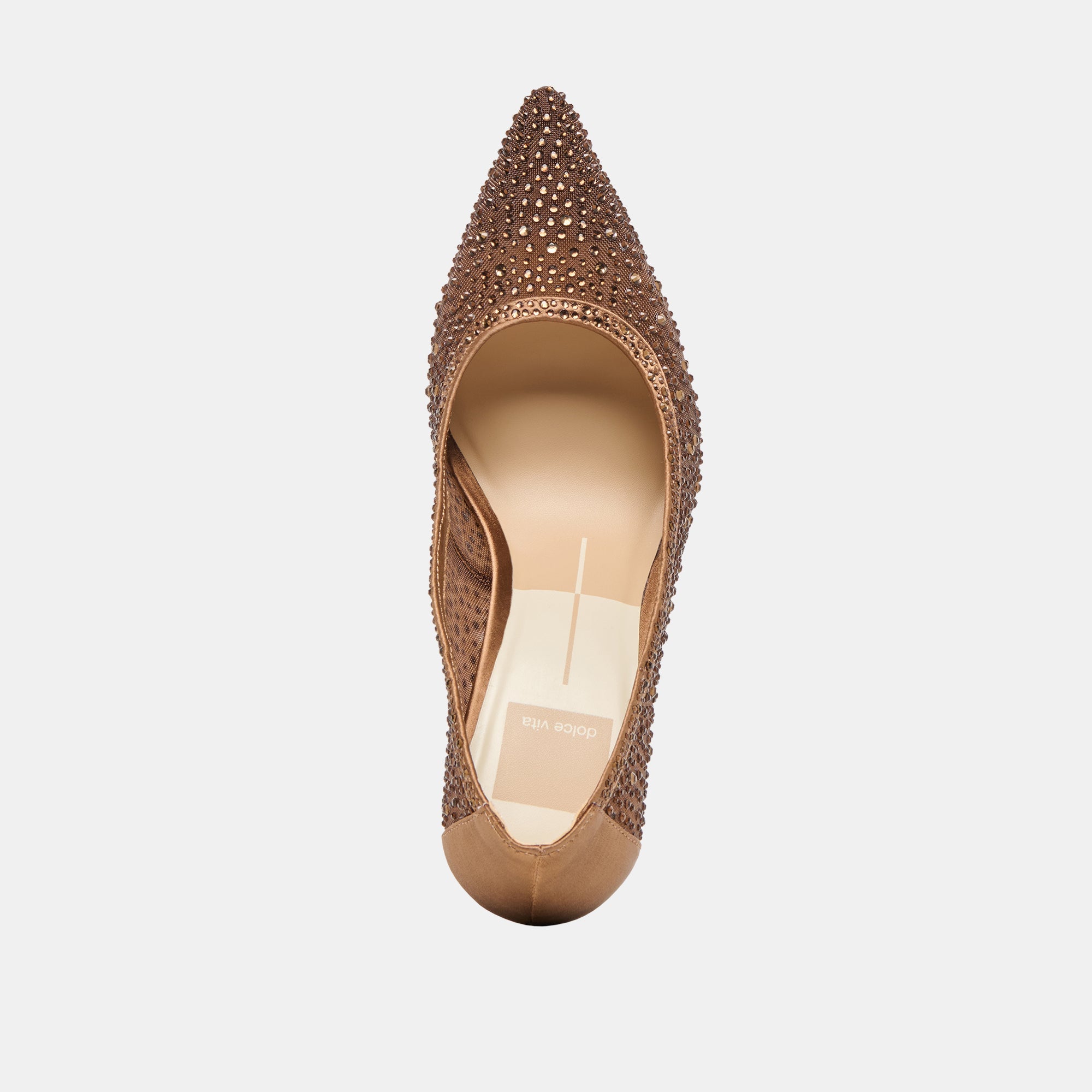 KASHE CRYSTAL HEELS MID BROWN MESH