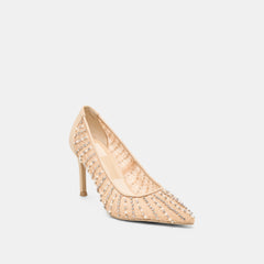 KASHE PEARL HEELS BLUSH LACE MESH