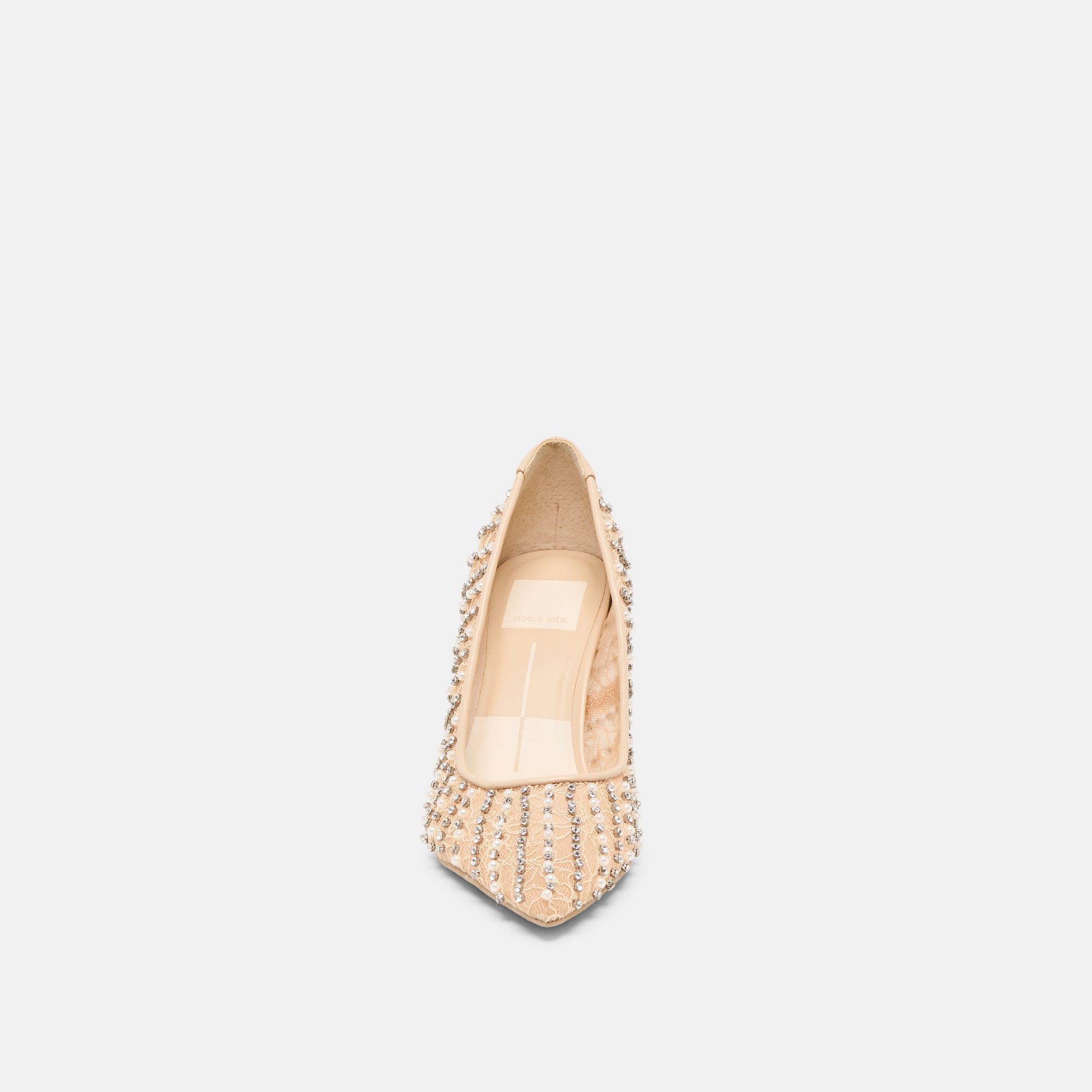 KASHE PEARL HEELS BLUSH LACE MESH