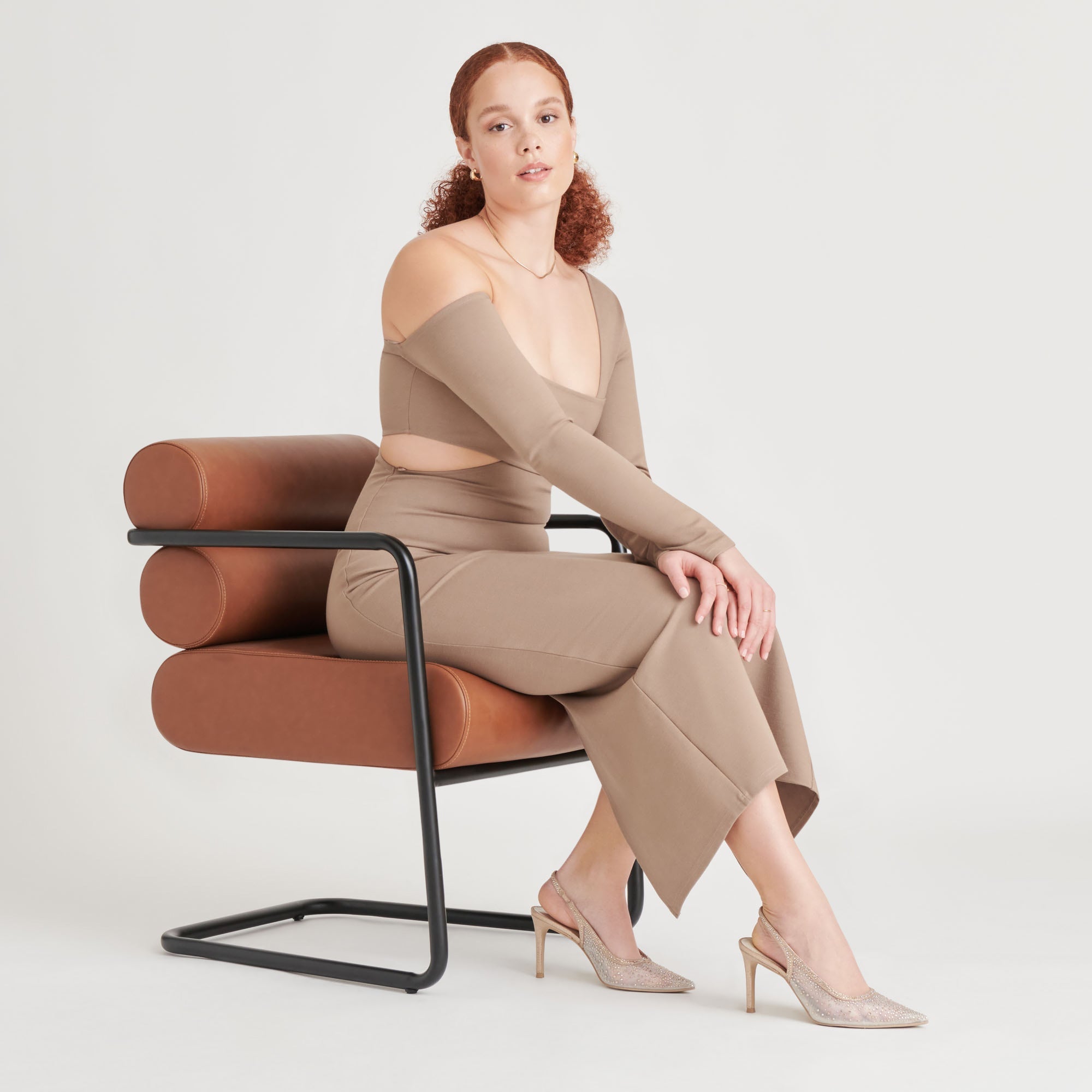 KAYE CRYSTAL HEELS GOLD MESH