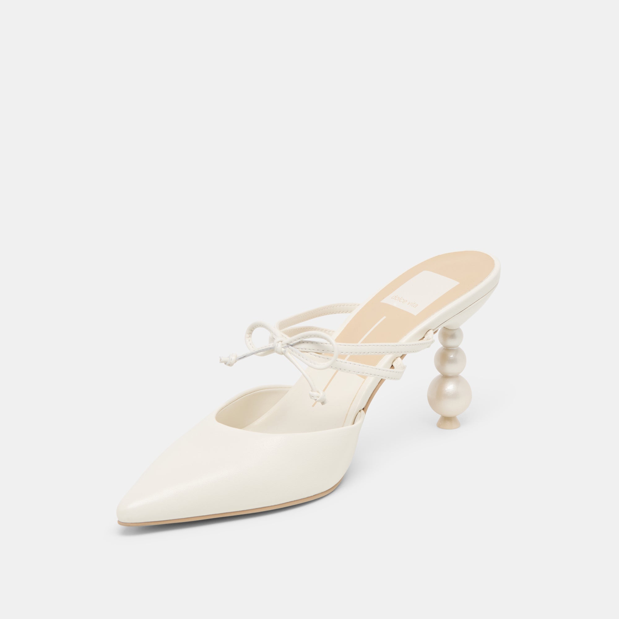 KLAIRE PEARL HEELS TRUE WHITE LEATHER
