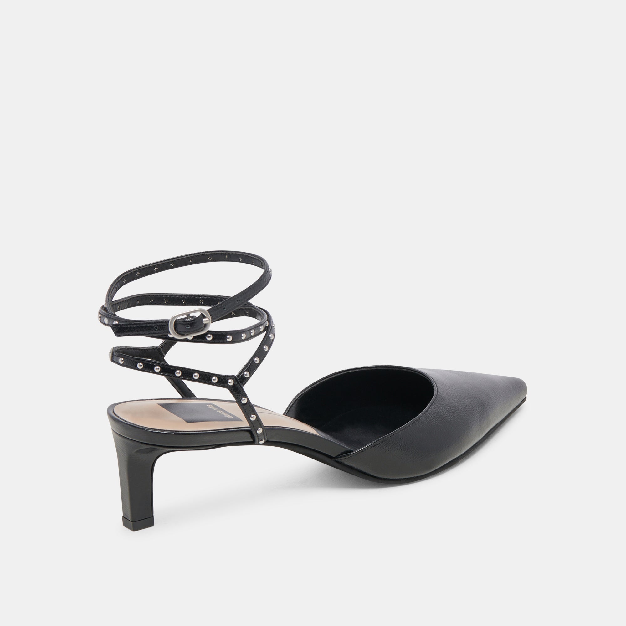 LOKLYN STUD HEELS MIDNIGHT CRINKLE PATENT - re:vita