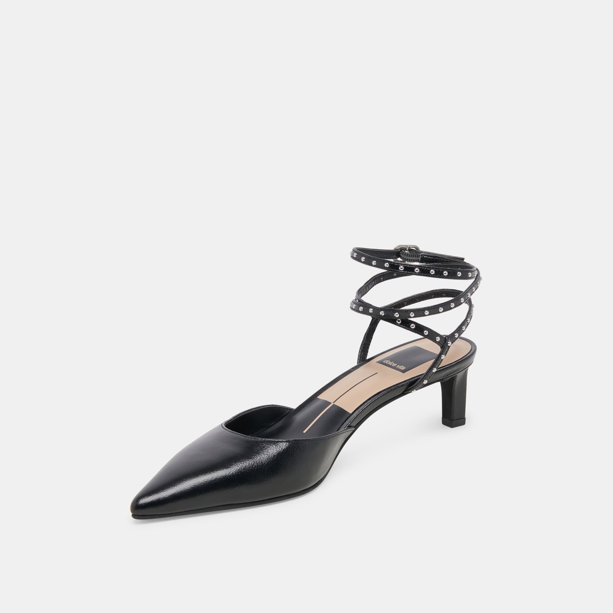 LOKLYN STUD HEELS MIDNIGHT CRINKLE PATENT - re:vita