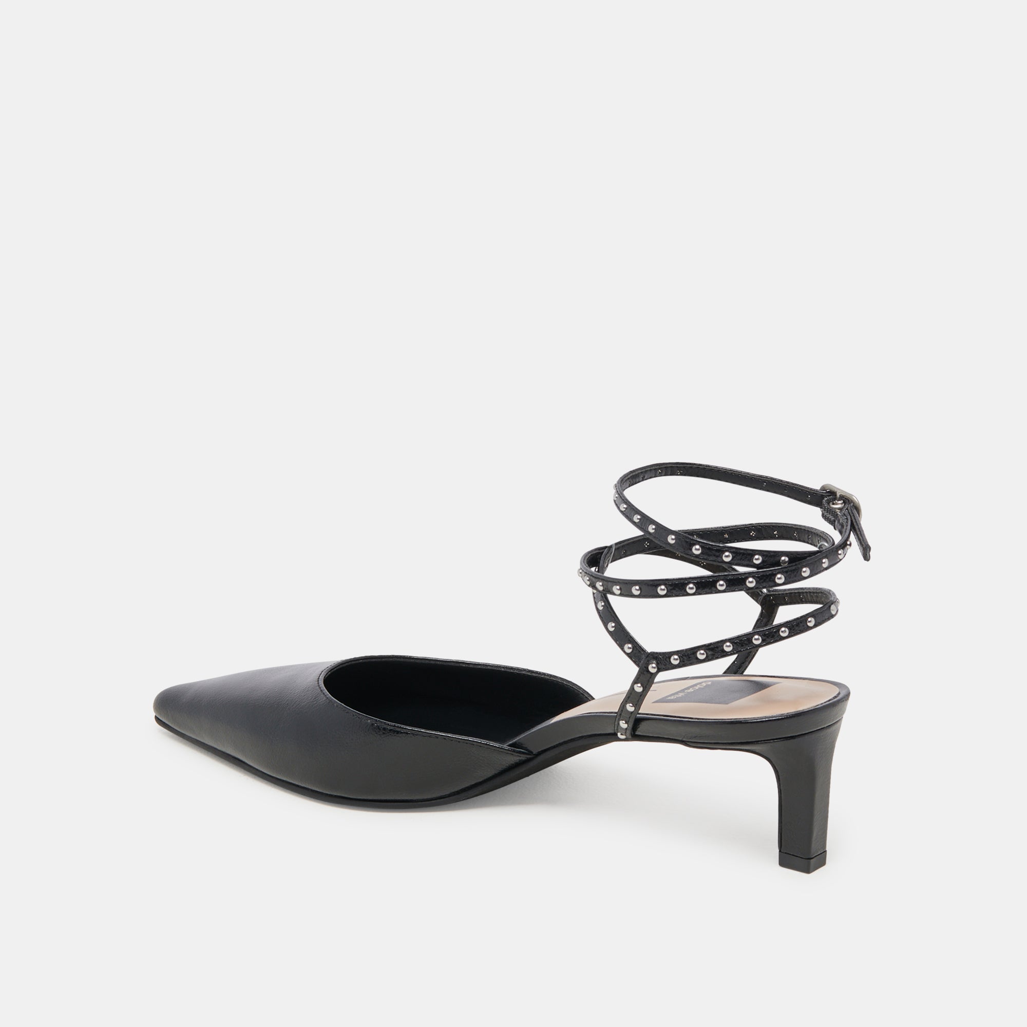 LOKLYN STUD HEELS MIDNIGHT CRINKLE PATENT - re:vita