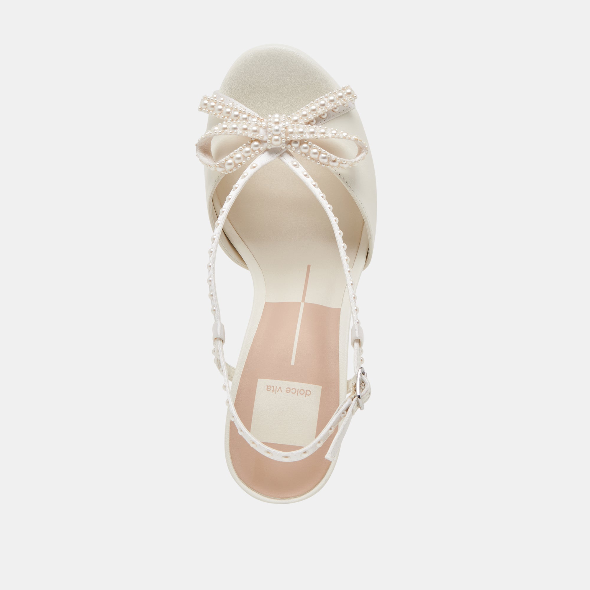 LONNY PEARL HEELS WHITE SATIN