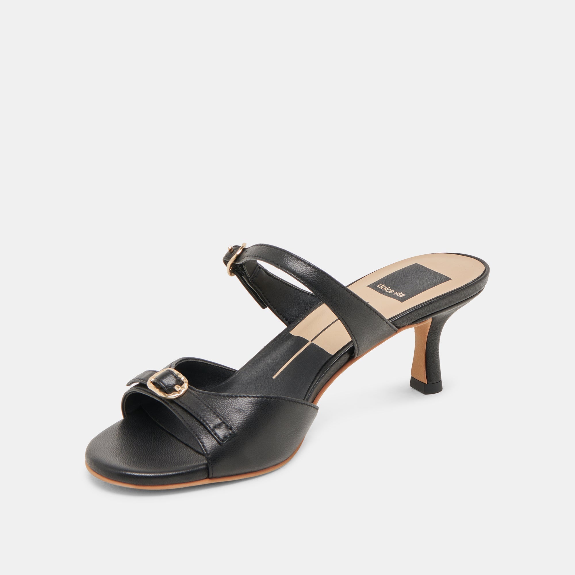 LORALI HEELS BLACK LEATHER - re:vita