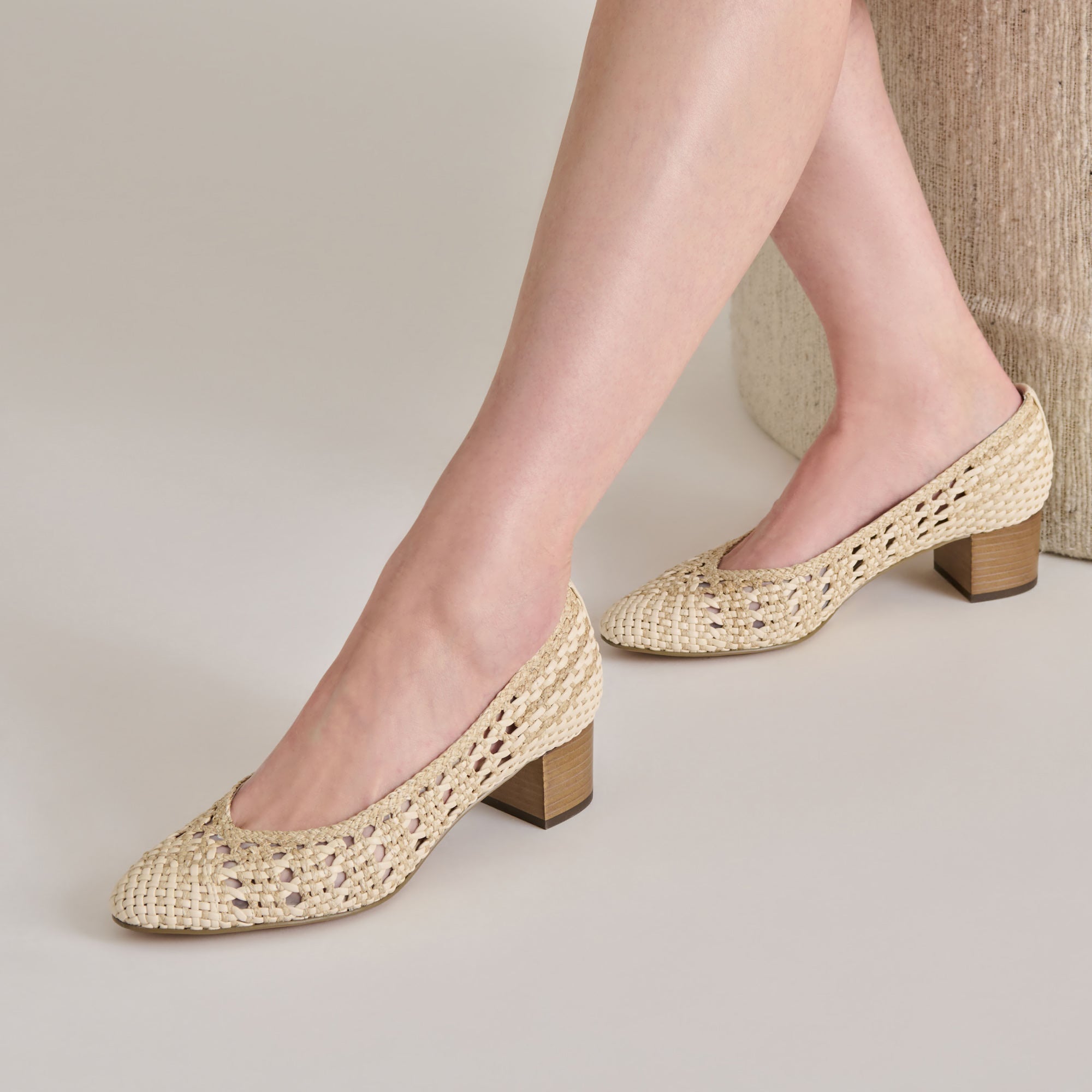 LULA HEELS IVORY MULTI WOVEN RAFFIA