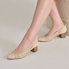 LULA HEELS IVORY MULTI WOVEN RAFFIA - re:vita