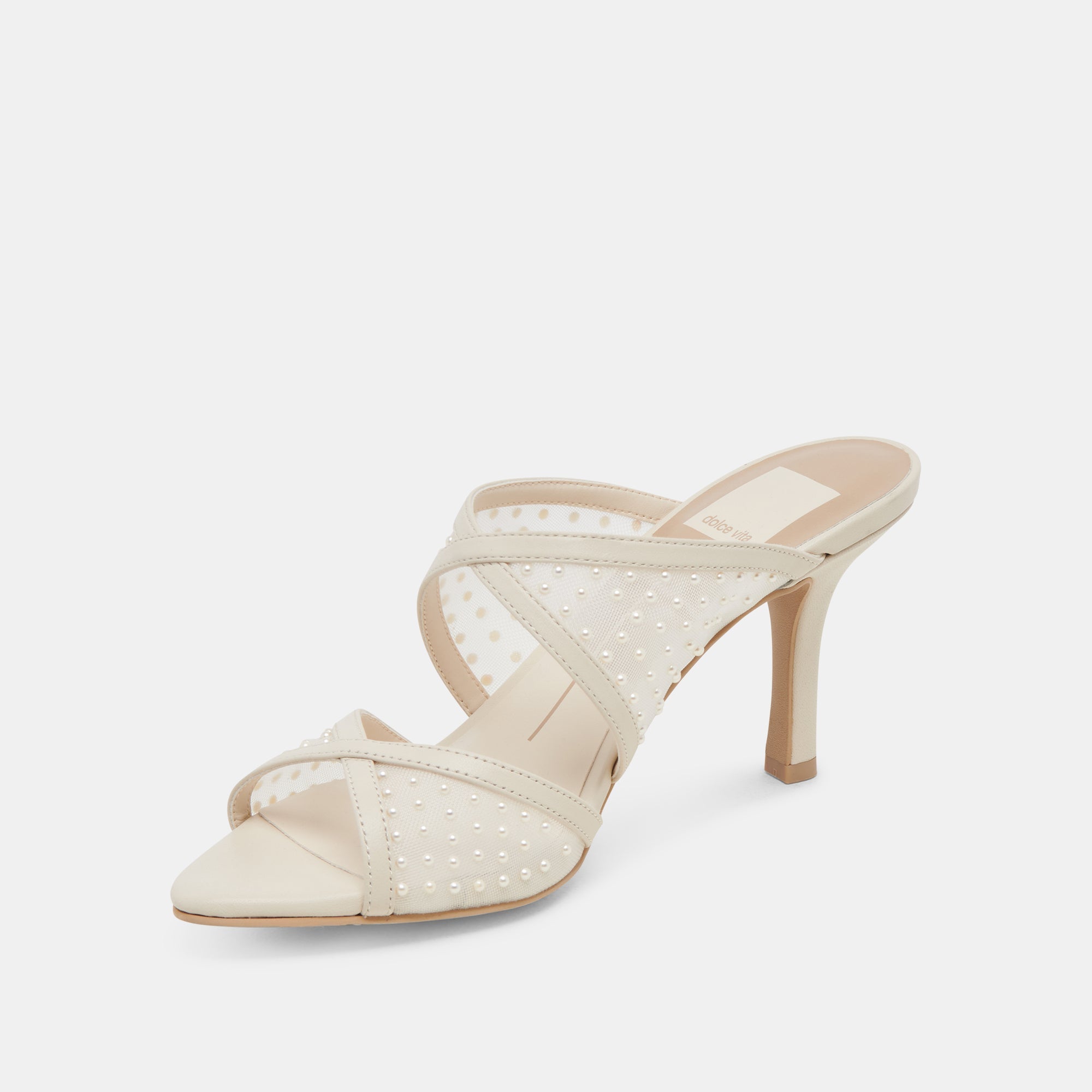MANDEL PEARL HEELS IVORY MESH - re:vita