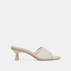 MEEZA PEARL HEELS IVORY MESH - re:vita
