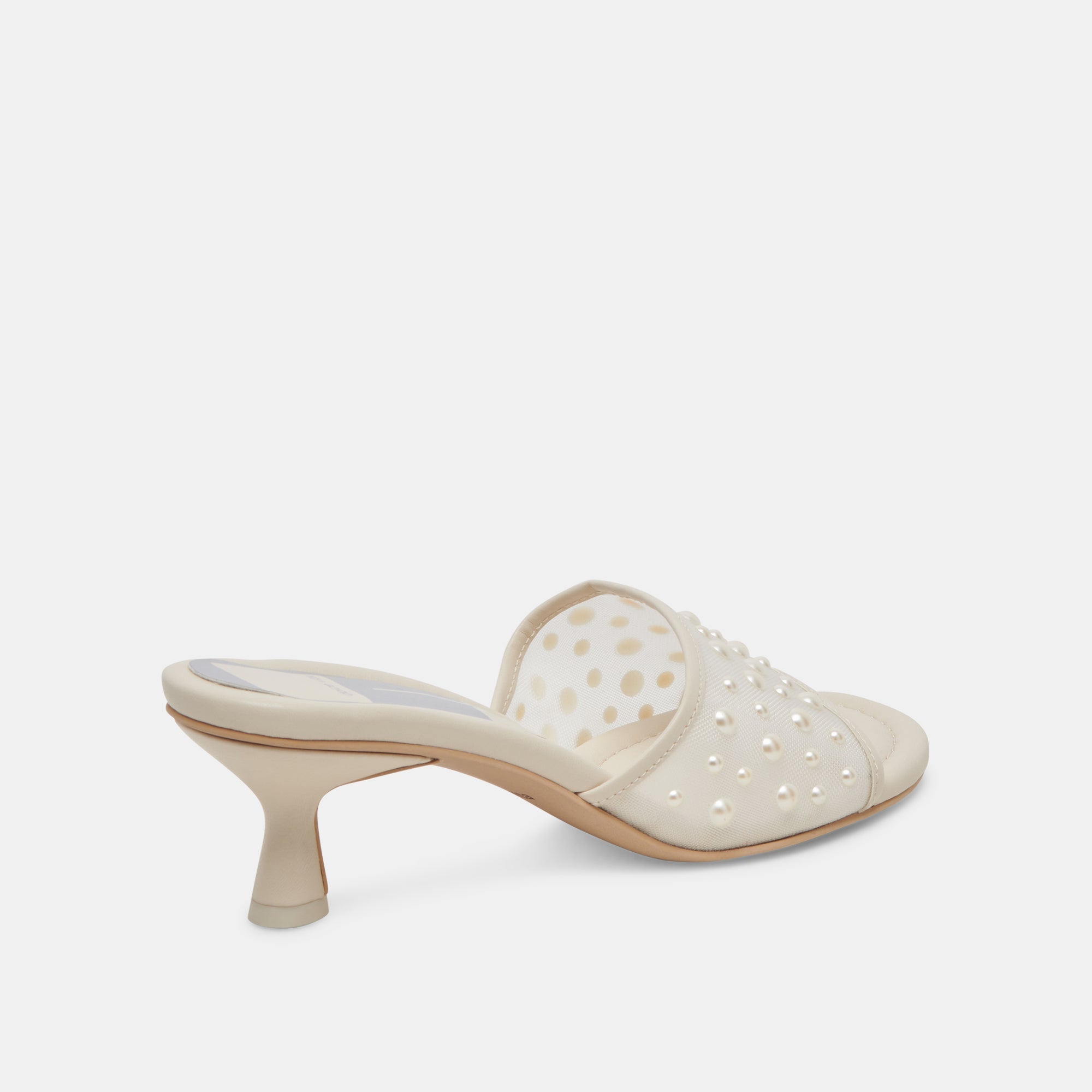 MEEZA PEARL HEELS IVORY MESH - re:vita