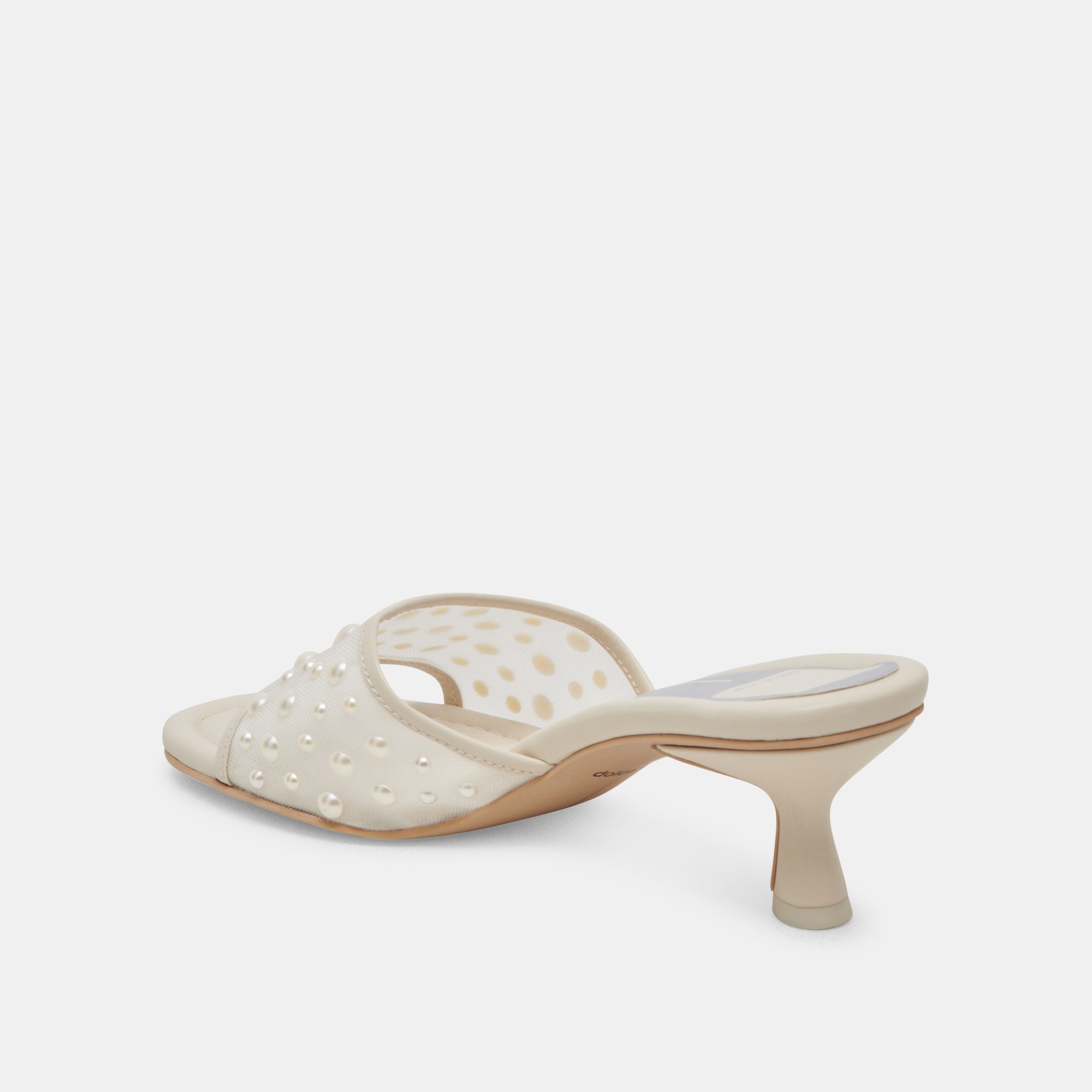 MEEZA PEARL HEELS IVORY MESH - re:vita