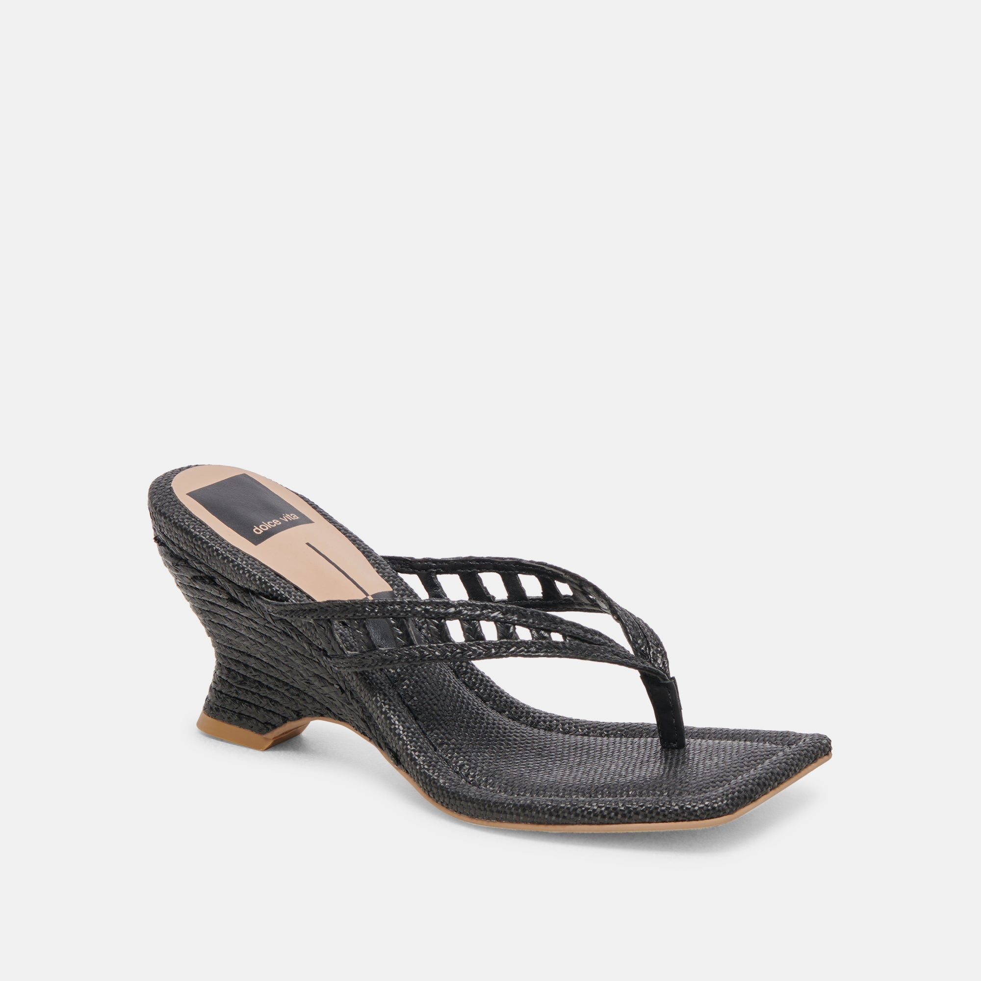 NULLAH WEDGES ONYX RAFFIA - re:vita